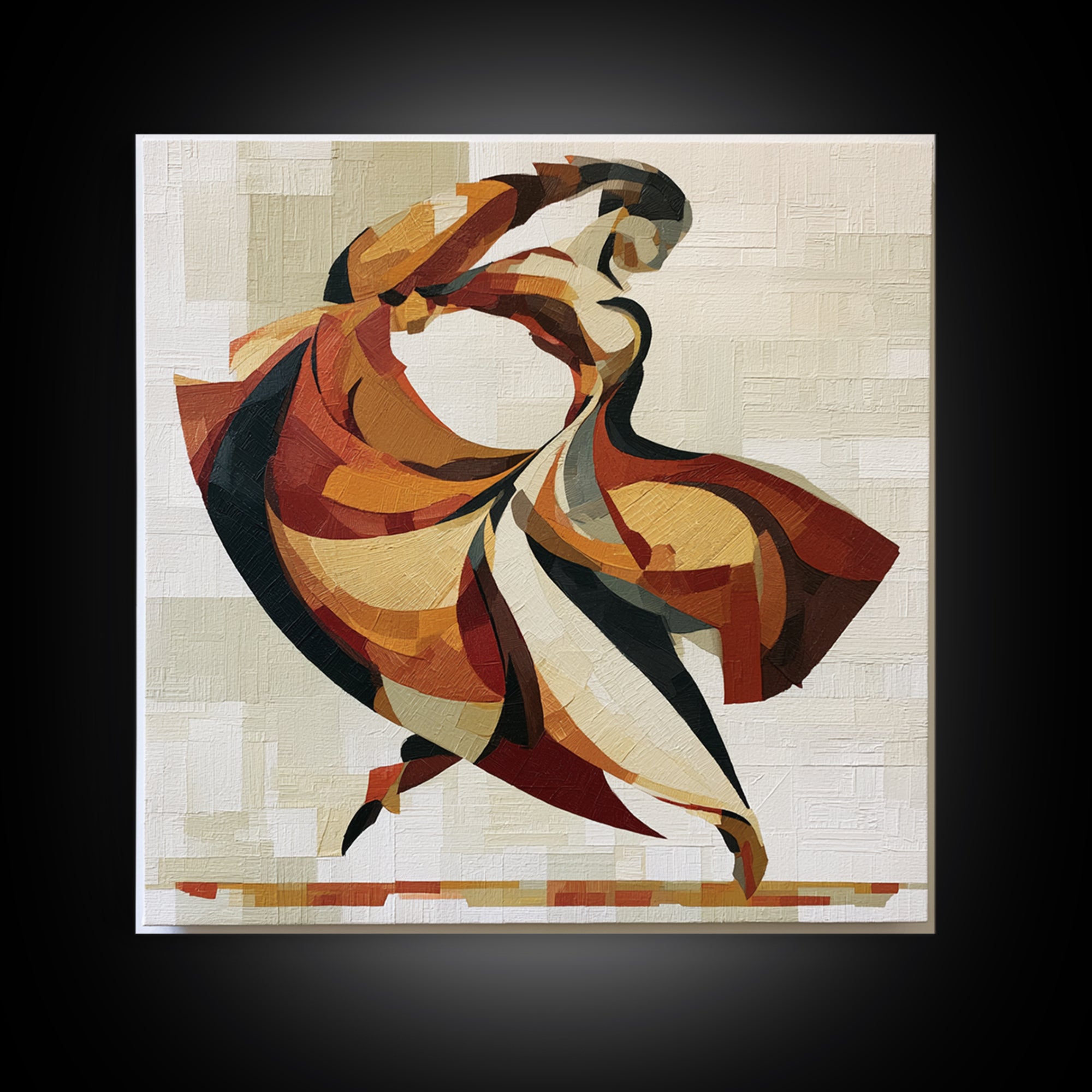 Dancer Figure Fractured into Vibrant Movement Canvas Print, Expressionist Art, Colorful Wall Art, Living Room Decor, Expression, EXP-1x1-100