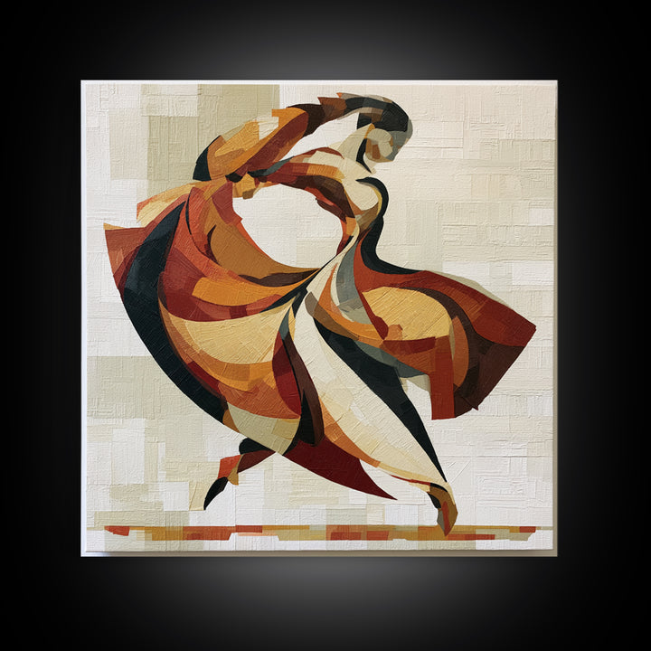 Dancer Figure Fractured into Vibrant Movement Canvas Print, Expressionist Art, Colorful Wall Art, Living Room Decor, Expression, EXP-1x1-100
