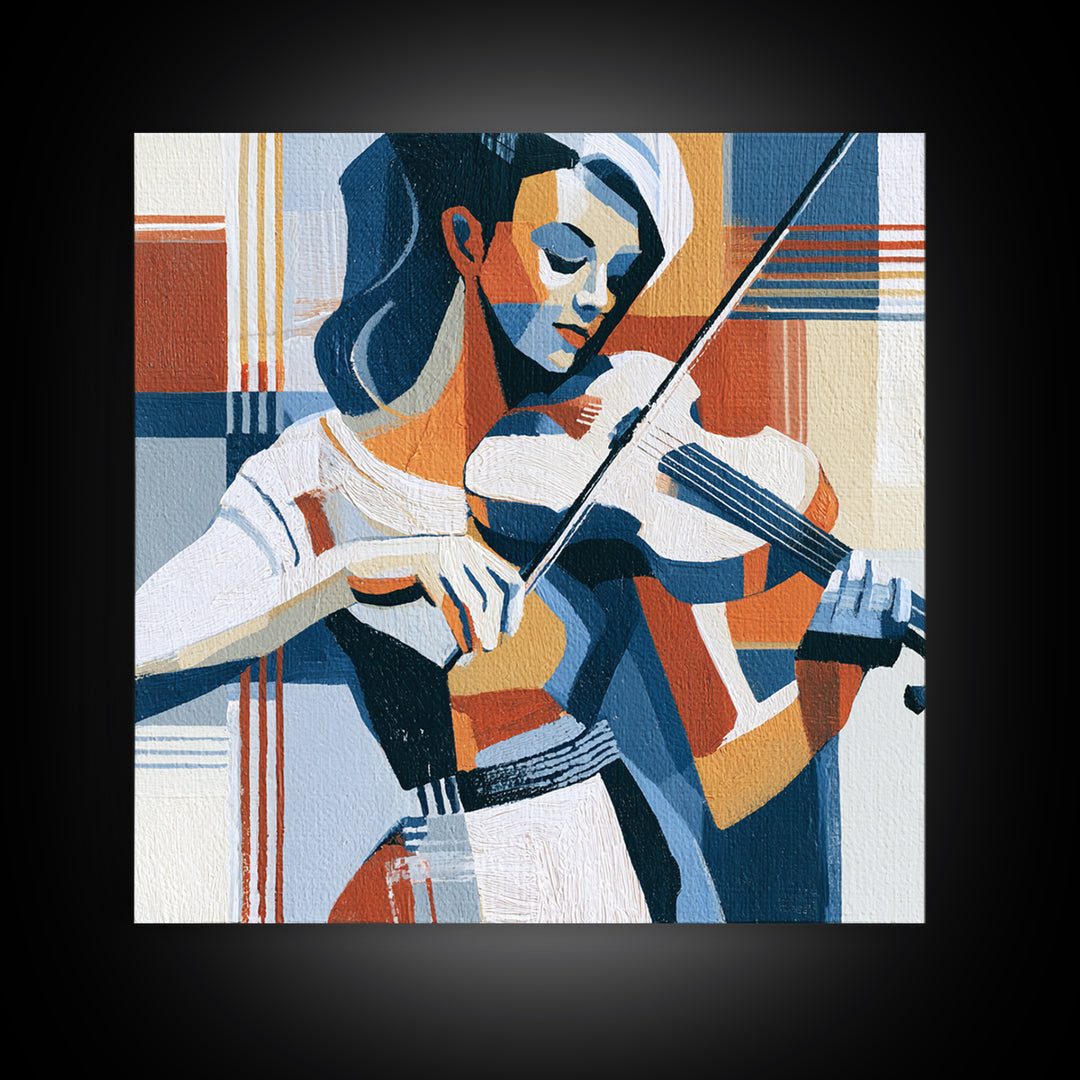 Violinist Painted in Electric Brush Marks Canvas Print, Expressionist Art, Colorful Wall Art, Living Room Decor, Expression, EXP-1x1-13