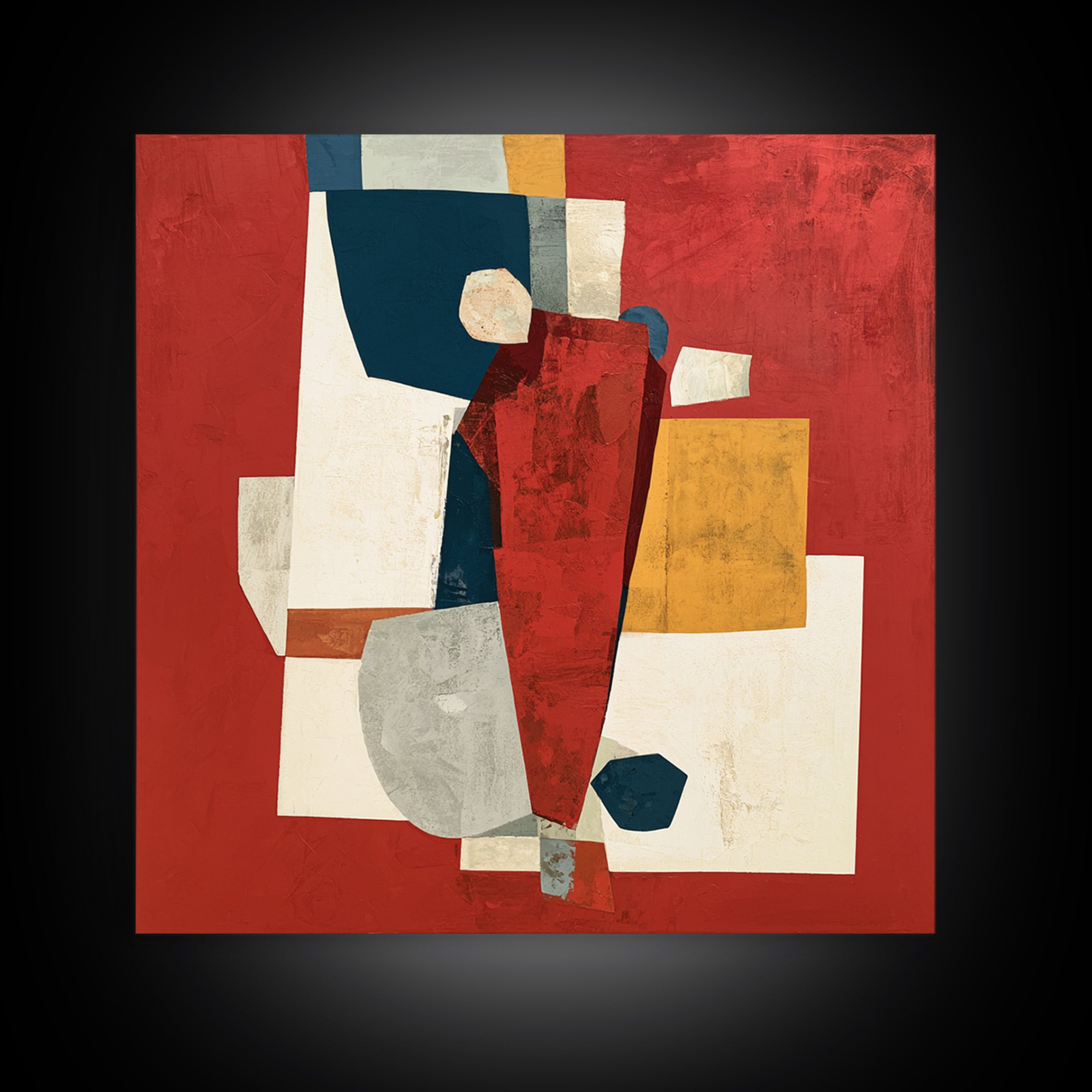 Red Room Interior Abstraction Without Realistic Furniture Canvas Print, Expressionist Art, Living Room Decor, Abstract Art, EXP-1x1-19