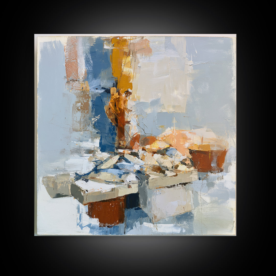 Fish Market Scene Canvas Print, Expressionist Art, Modern Wall Art, Living Room Decor, Fine Art, Expression, Fine Art Print, EXP-1x1-22