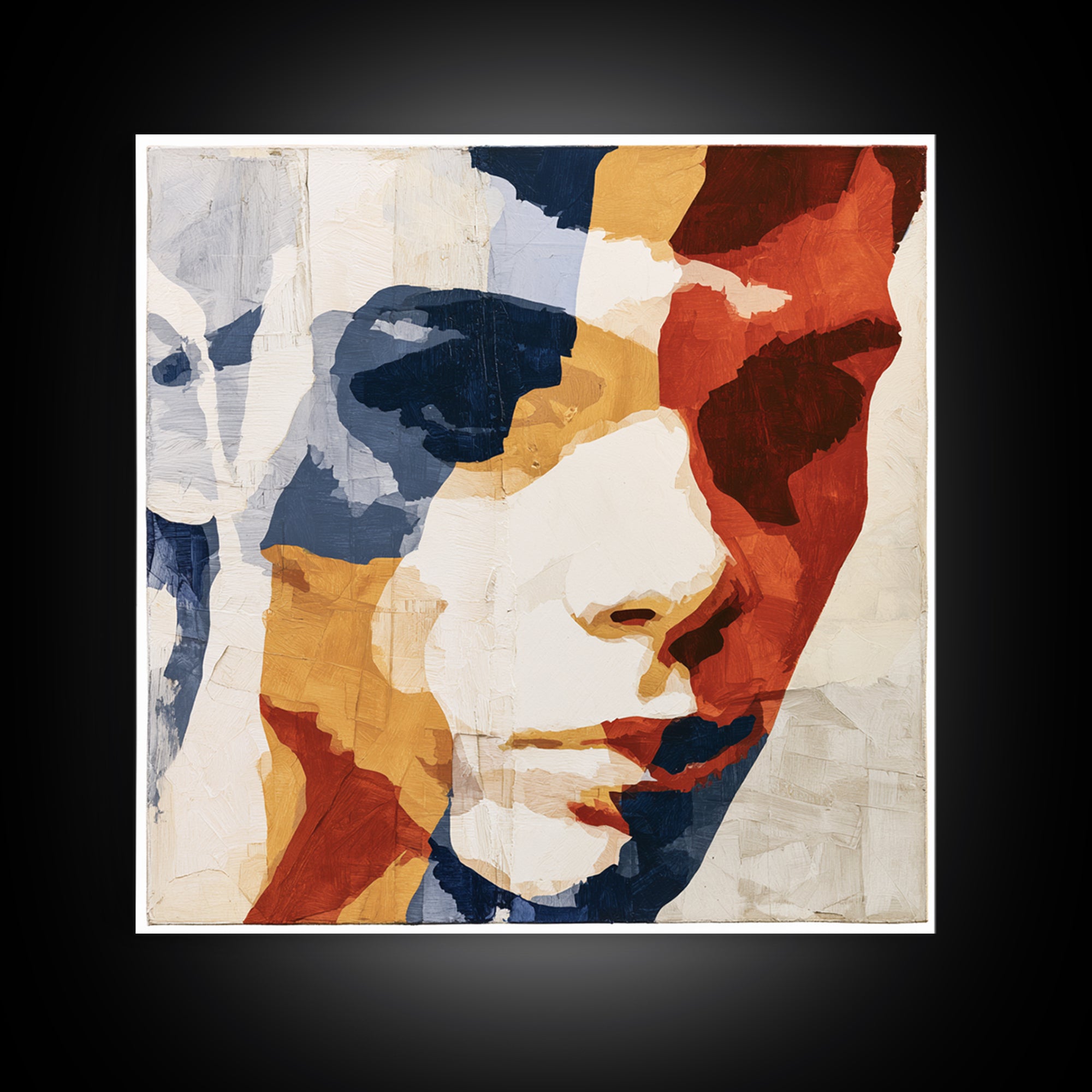 Emotional Portrait with Bold Red and Blue Canvas Print, Expressionist Art, Downloadable Prints, Living Room Decor, Expression, EXP-1x1-26