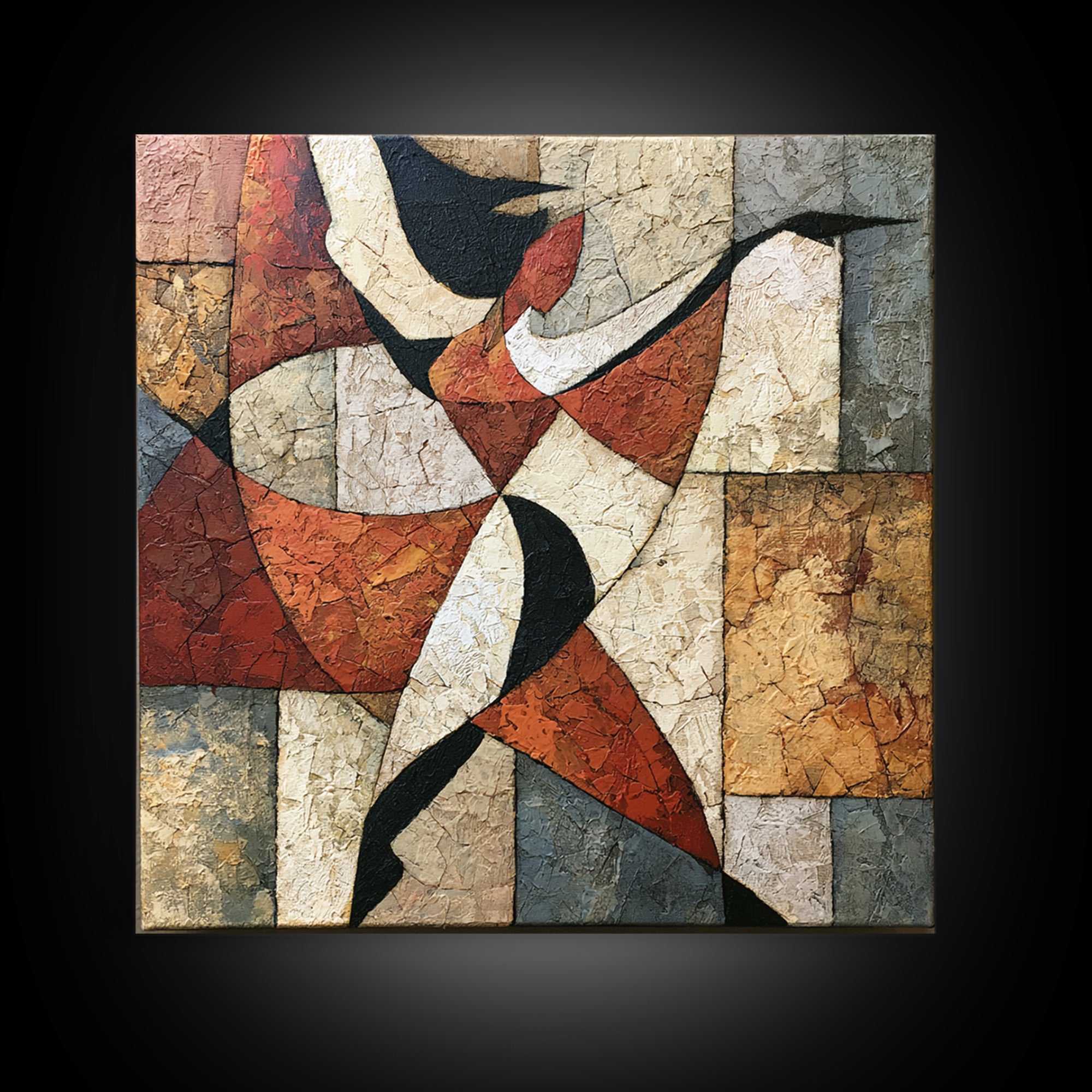 Dancer Figure Fractured into Vibrant Movement Canvas Print, Expressionist Art, Digital Art, Living Room Decor, Expression, EXP-1x1-28