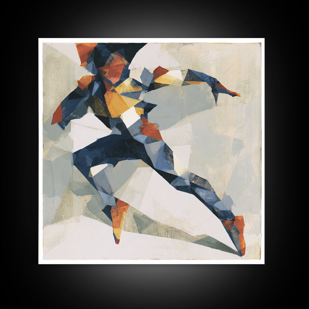 Dancer Figure Fractured into Vibrant Movement Canvas Print, Expressionist Art, Home Decor, Living Room Decor, Expression, EXP-1x1-4