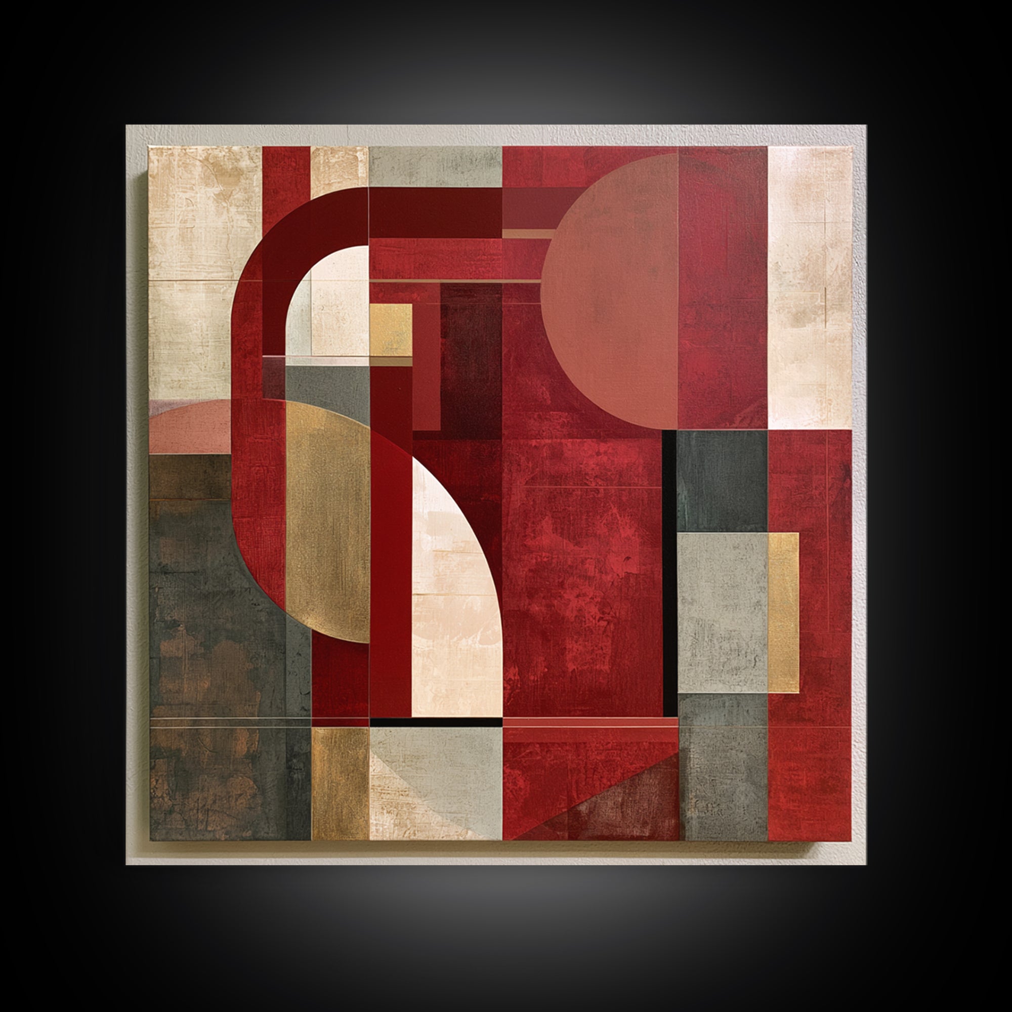 Red Room Interior Abstraction Canvas Print, Expressionist Art, Modern Wall Art, Living Room Decor, Expression, Fine Art Print, EXP-1x1-43