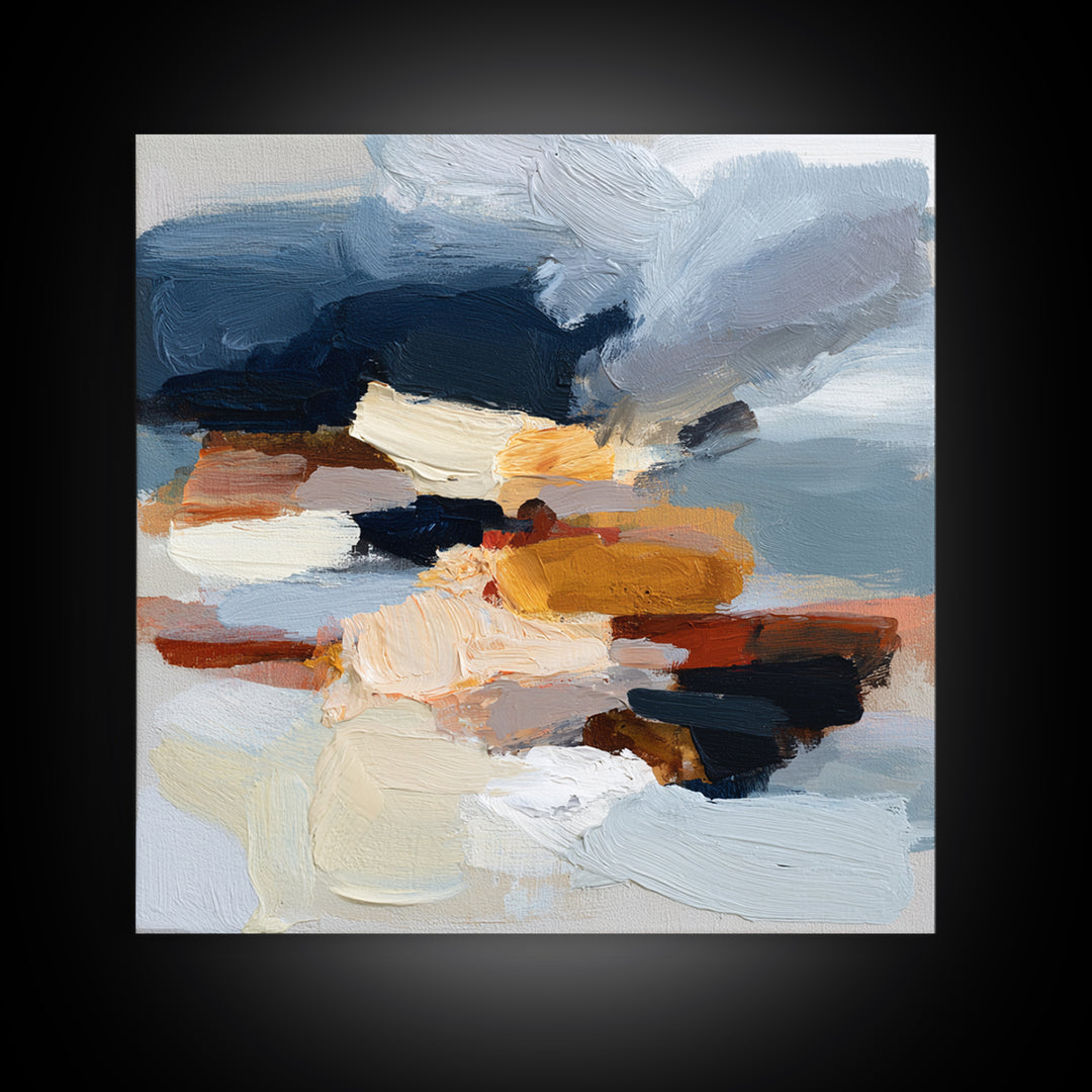 Stormy Landscape Painted Framed Canvas Print, Expressionist Art, Gallery Wall Art, Living Room Decor, Fine Art, Expression, EXP-1x1-51