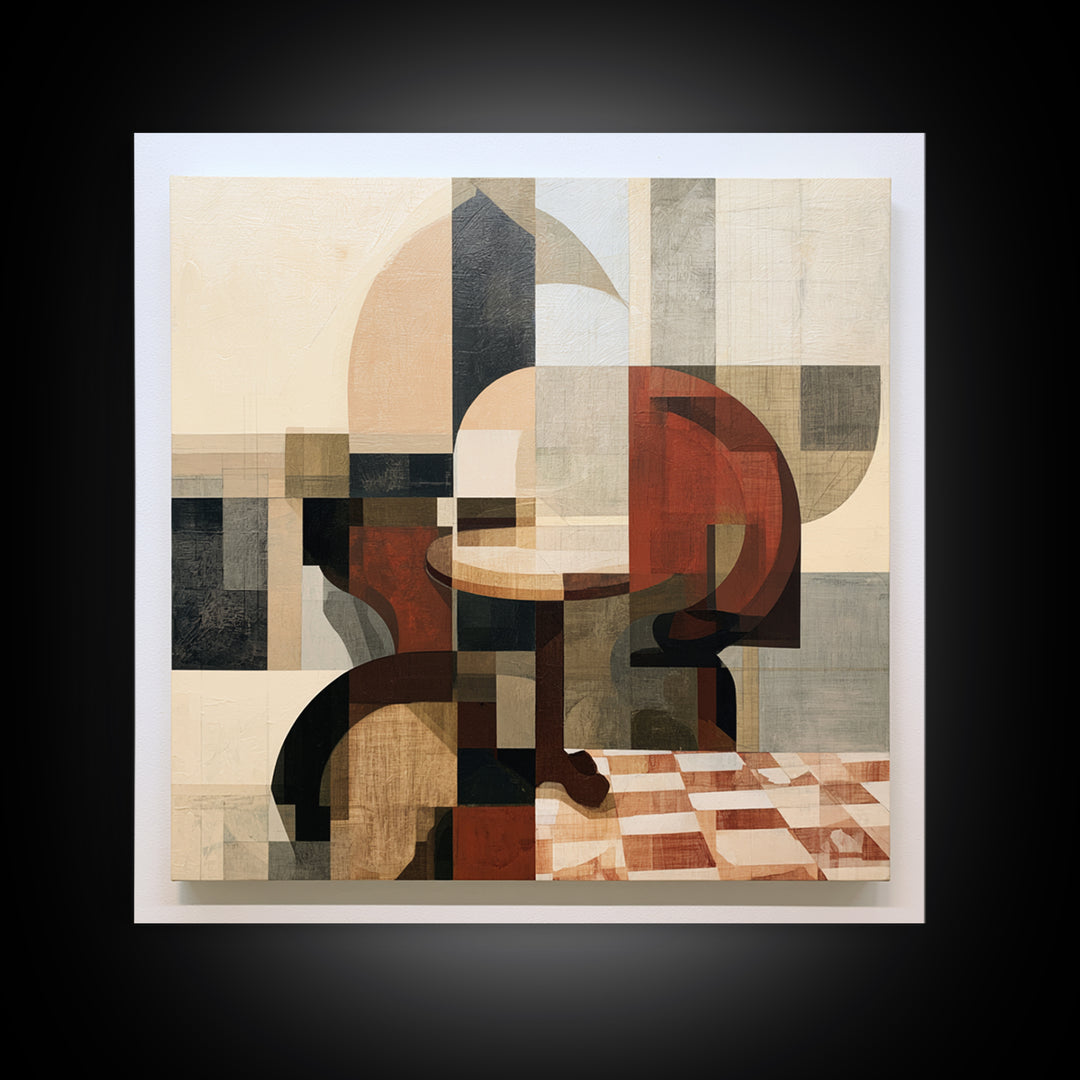Lonely Caf Table Framed Canvas Print, Expressionist Art, Textured Painting, Living Room Decor, Fine Art, Expression, EXP-1x1-53
