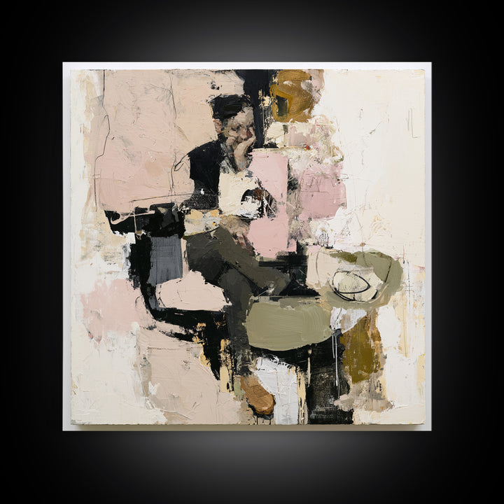 Seated Figure with Raw Gestural Outlines Canvas Print, Expressionist Art, Colorful Wall Art, Living Room Decor, Expression, EXP-1x1-55
