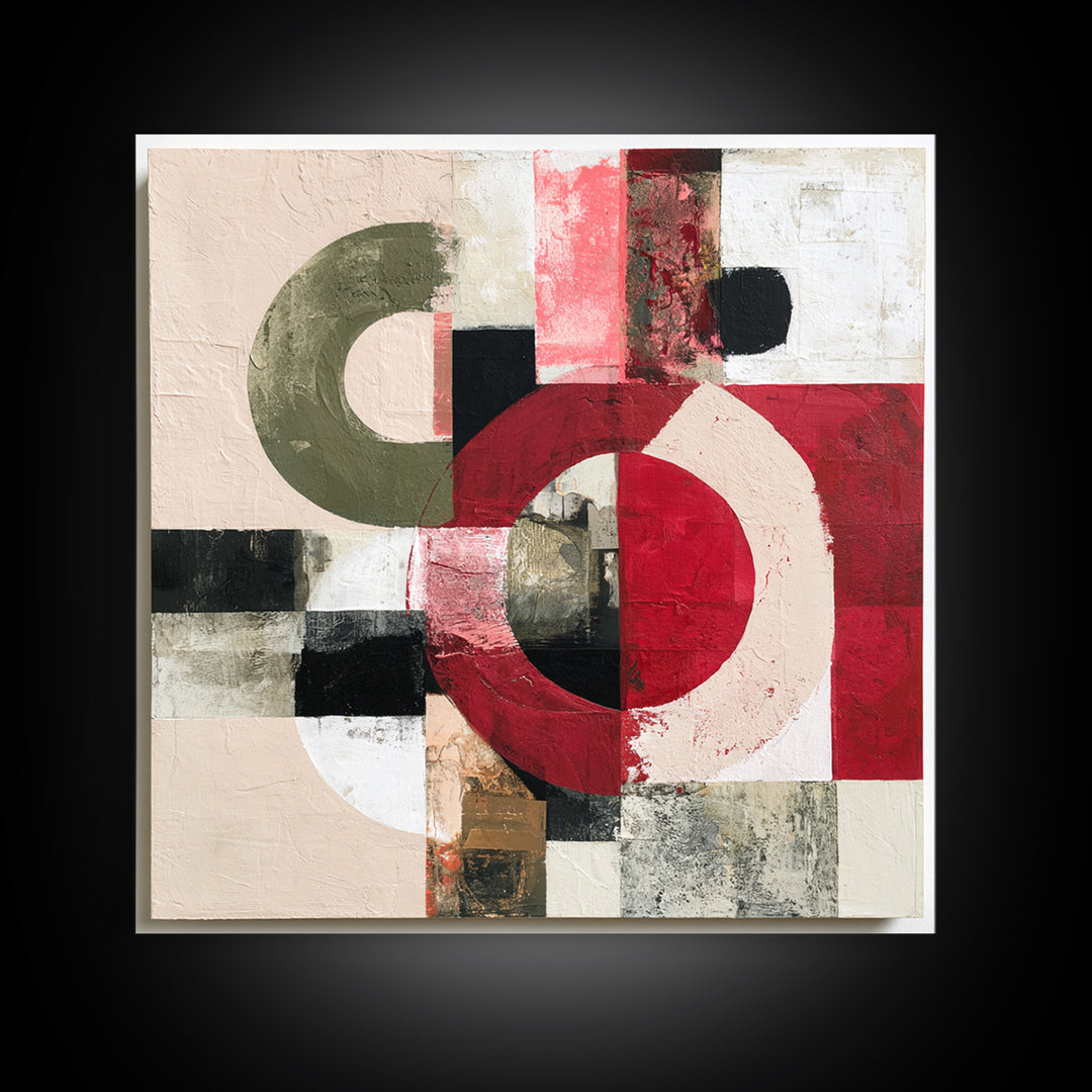 Red Room Interior Abstraction Without Realistic Furniture Canvas Print, Expressionist Art, Modern Decor, Living Room Decor, EXP-1x1-67