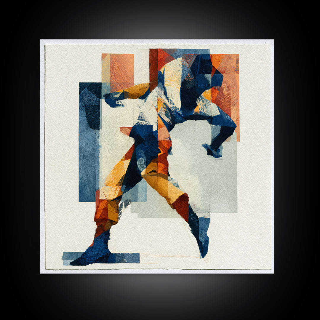 Dancer Figure Fractured into Vibrant Movement Canvas Print, Expressionist Art, Modern Art, Living Room Decor, Oil Painting, EXP-1x1-76