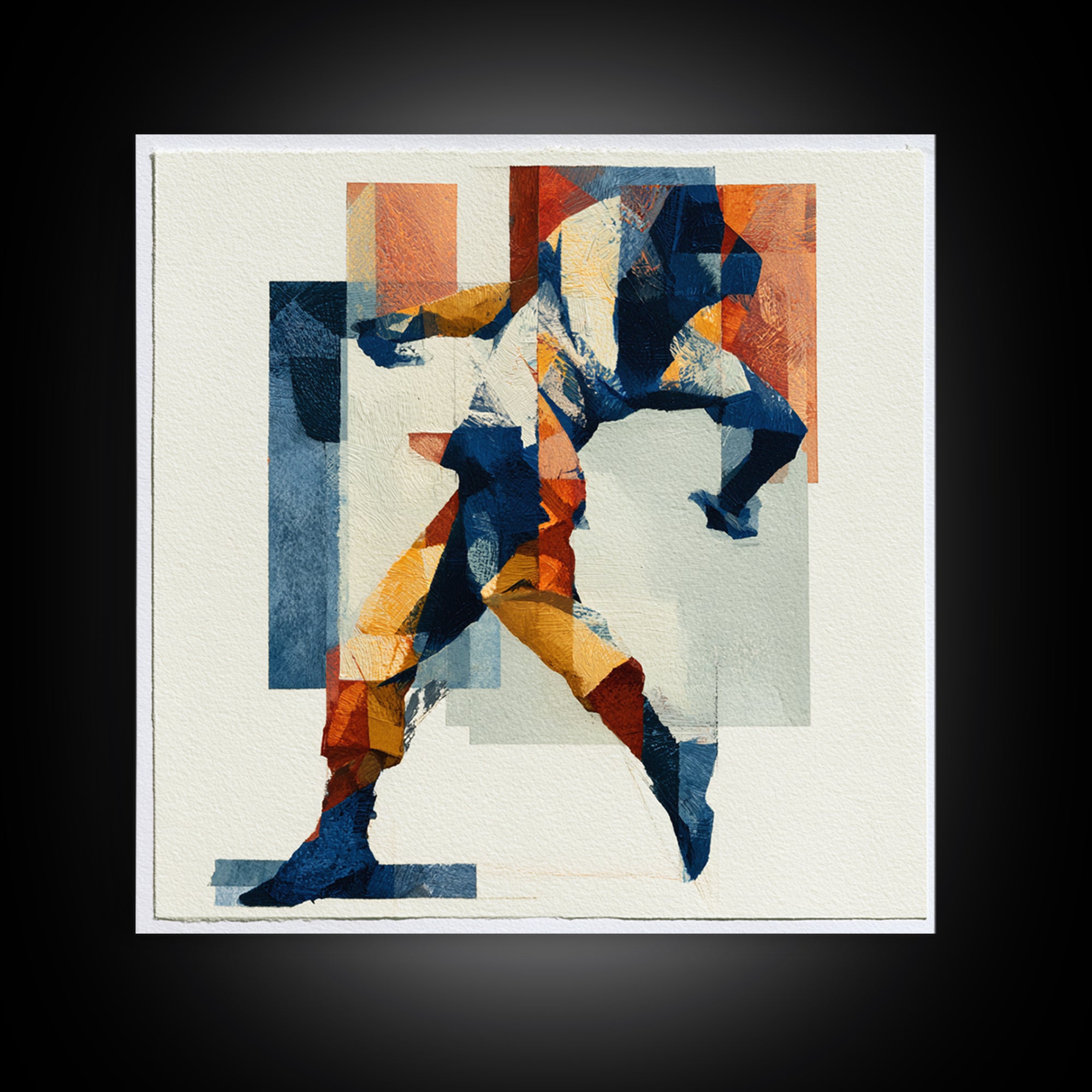 Dancer Figure Fractured into Vibrant Movement Canvas Print, Expressionist Art, Modern Art, Living Room Decor, Oil Painting, EXP-1x1-76