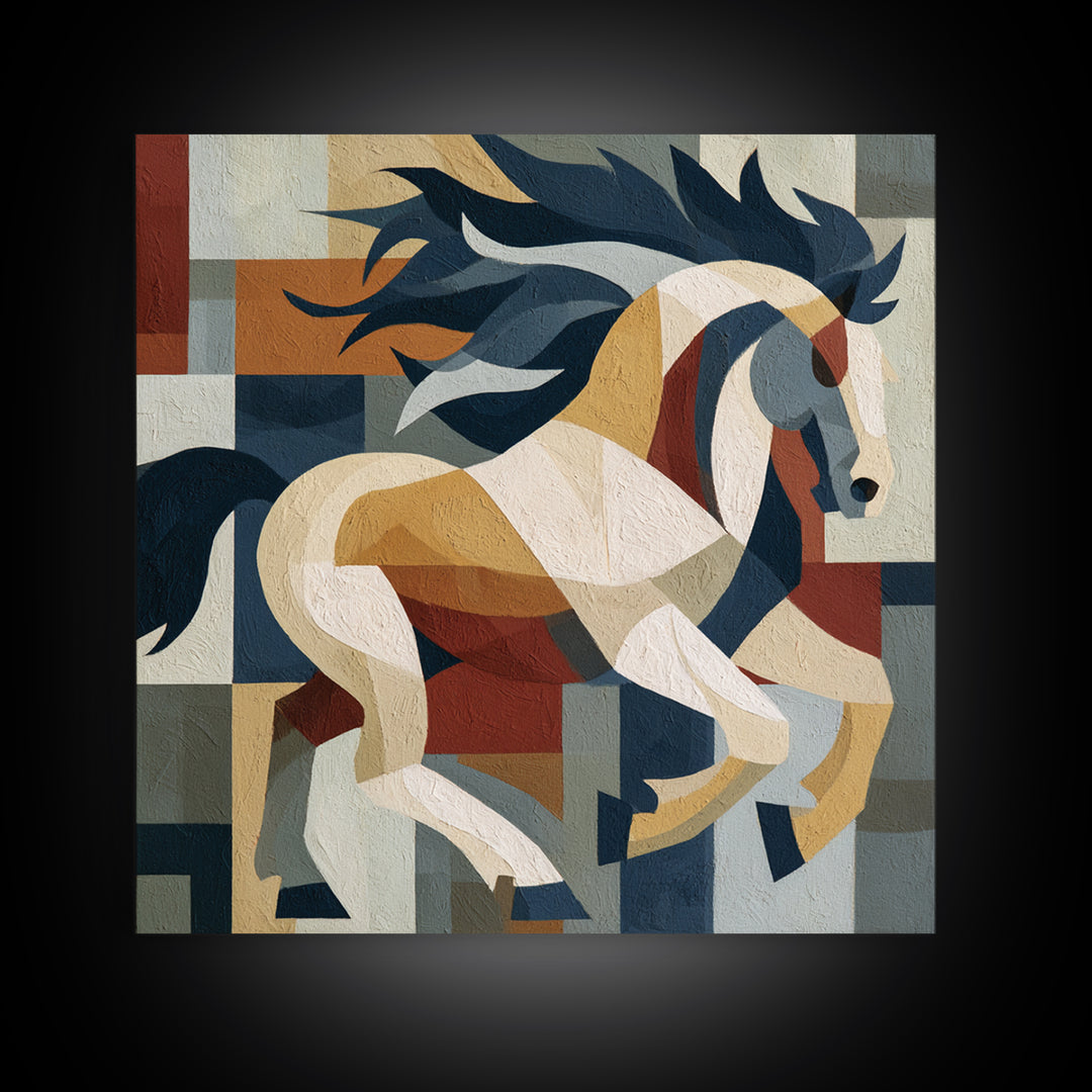 Expressionist Horse in Motion with Wild Mane Canvas Print, Expressionist Art, Boho Decor, Living Room Decor, Oil Painting, EXP-1x1-82