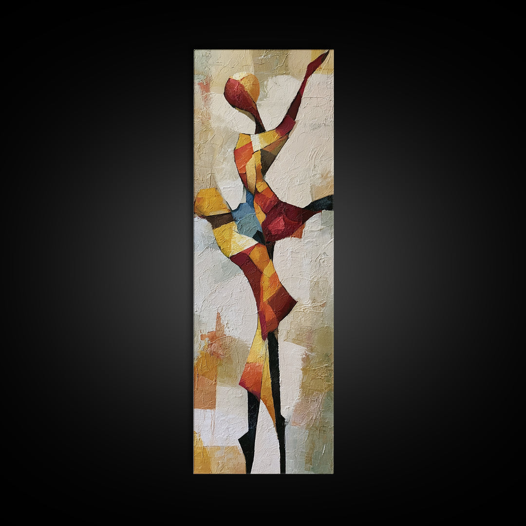 Dancer Figure Fractured into Vibrant Movement Canvas Print, Expressionist Art, Home Decor, Living Room Decor, Expression, EXP-1x3-16