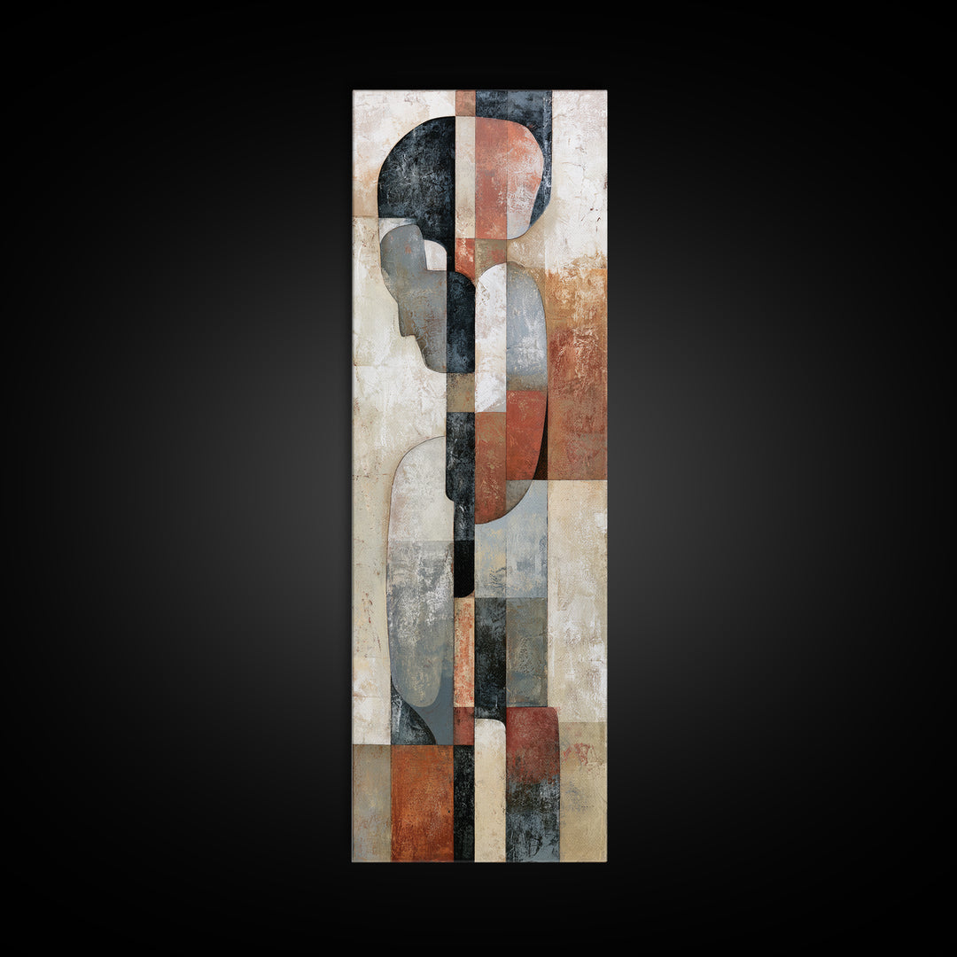 Seated Figure with Raw Gestural Outlines Framed Canvas Print, Expressionist Art, Abstract Art, Living Room Decor, Expression, EXP-1x3-19