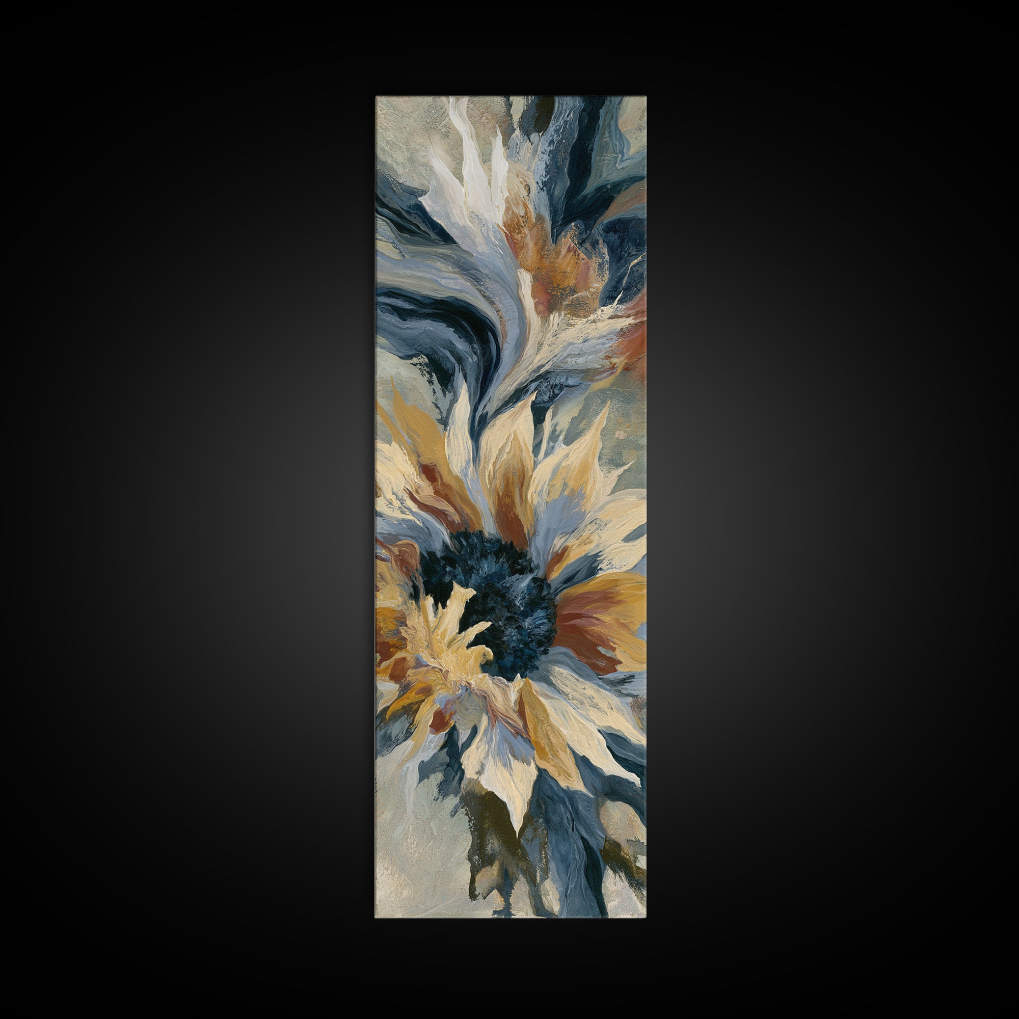 Sunflowers Twisting in Intense Painted Energy Framed Canvas Print, Expressionist Art, Art, Living Room Decor, Expression, EXP-1x3-20