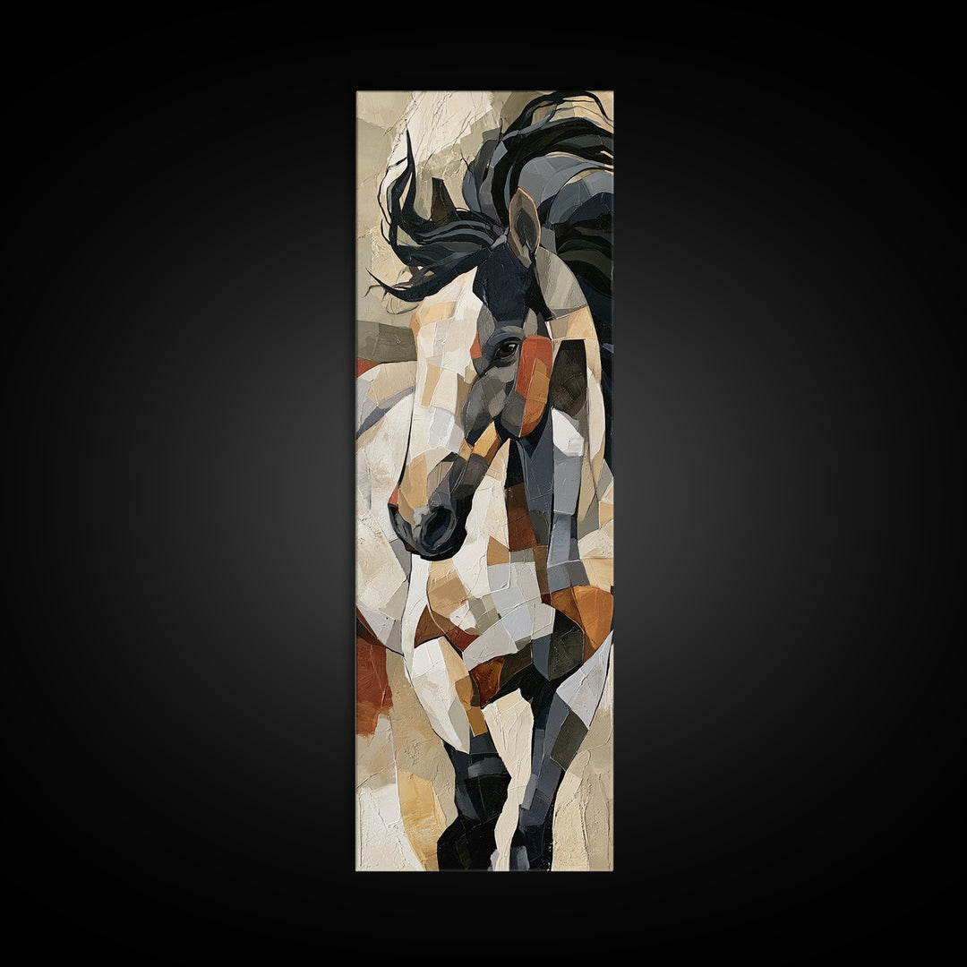 Expressionist Horse in Motion with Wild Mane Canvas Print, Expressionist Art, Minimalist Wall Art, Living Room Decor, EXP-1x3-22