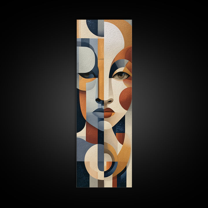 Abstract Face Split by Contrasting Emotions Canvas Print, Expressionist Art, Canvas Art, Living Room Decor, Expression, EXP-1x3-23