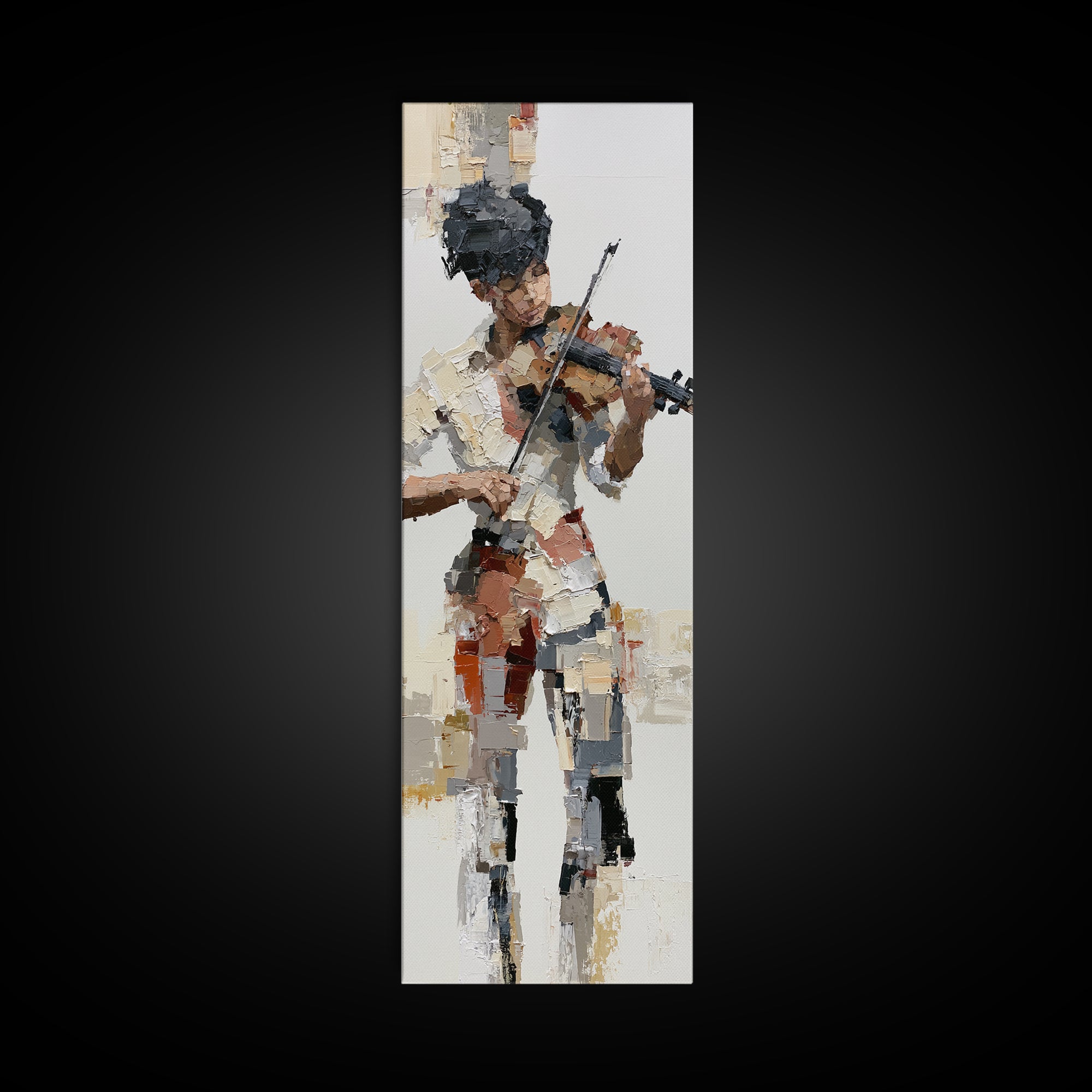 Violinist Painted in Electric Brush Marks Canvas Print, Expressionist Art, Digital Wall Art, Living Room Decor, Expression, EXP-1x3-25