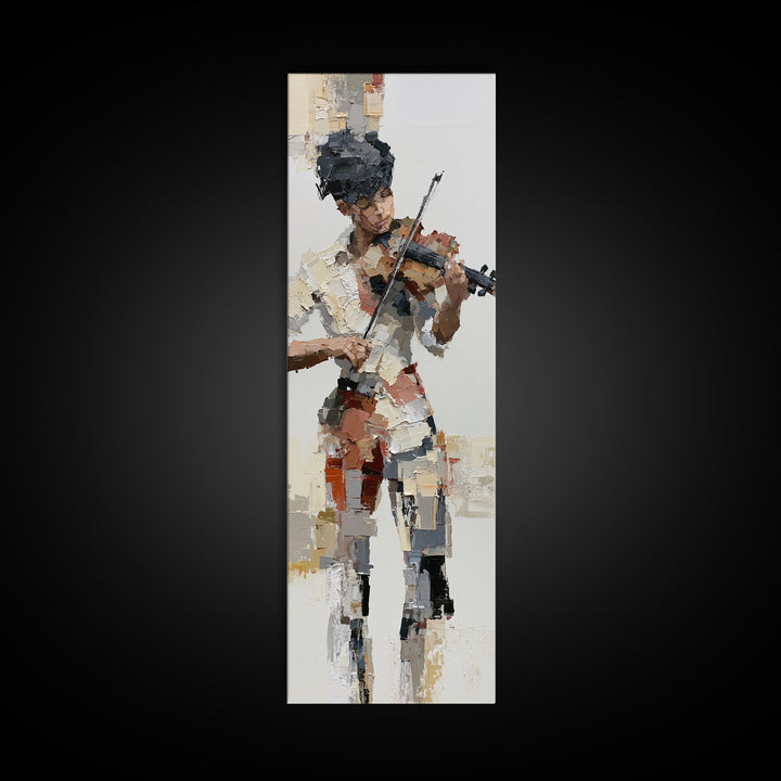 Violinist Painted in Electric Brush Marks Canvas Print, Expressionist Art, Digital Wall Art, Living Room Decor, Expression, EXP-1x3-25