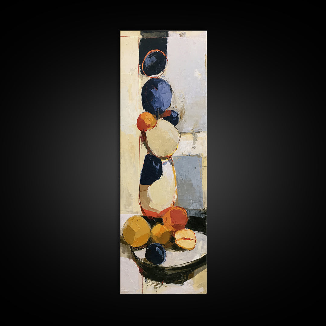 Bold Still Life of Fruit Framed Canvas Print, Expressionist Art, Textured Painting, Living Room Decor, Abstract Art, Expression, EXP-1x3-29