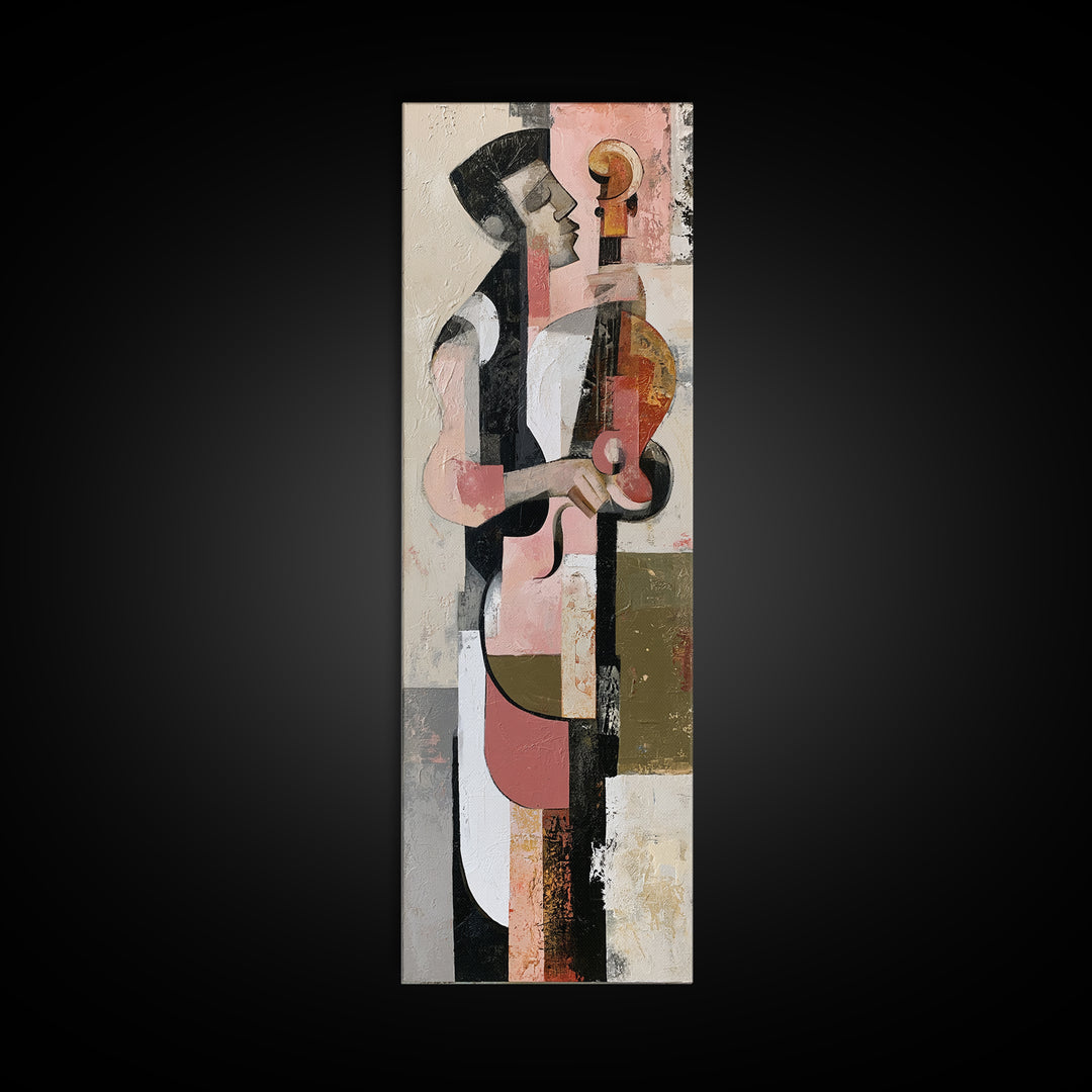 Violinist Painted in Electric Brush Marks Canvas Print, Expressionist Art, Modern Decor, Living Room Decor, Expression, EXP-1x3-49
