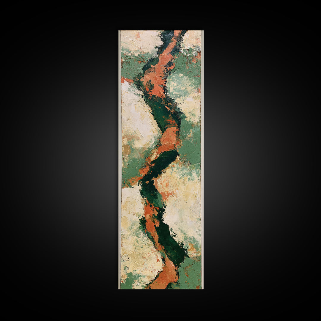 Garden Path with Thick Green and Orange Canvas Print, Expressionist Art, Fine Art Print, Living Room Decor, Expression, EXP-1x3-50