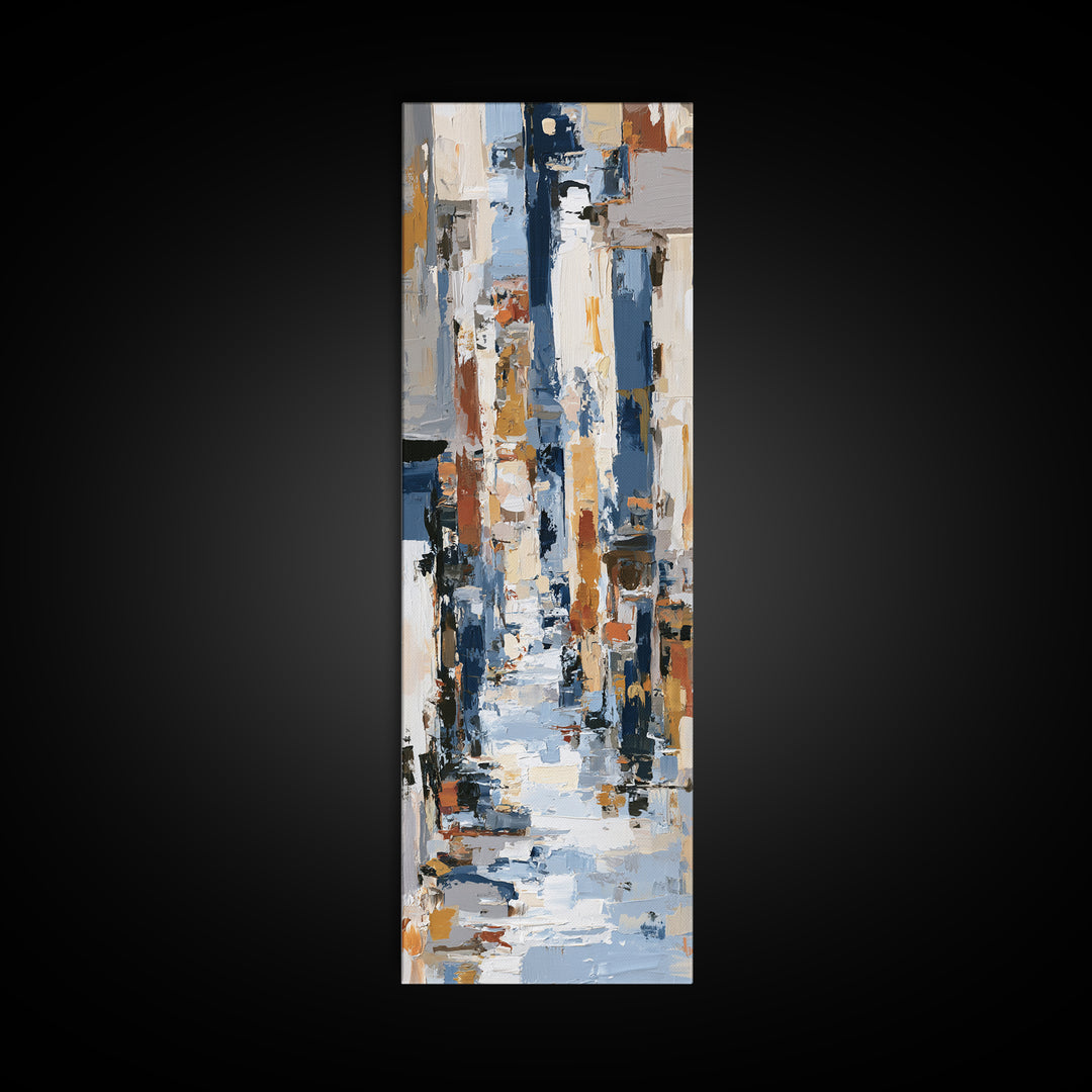 Distorted City Street Framed Canvas Print, Expressionist Art, Painting, Living Room Decor, Expression, Abstract Wall Art, EXP-1x3-61