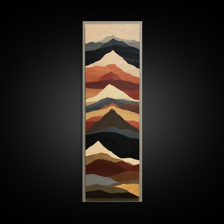 Mountain Landscape in Vibrating Color Bands Canvas Print, Expressionist Art, Unique Wall Art, Living Room Decor, Expression, EXP-1x3-81