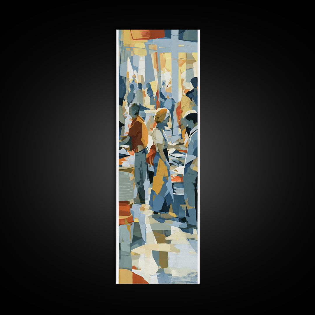 Fish Market Scene Canvas Print, Expressionist Art, Boho Decor, Living Room Decor, Fine Art, Expression, Digital Prints, EXP-1x3-82