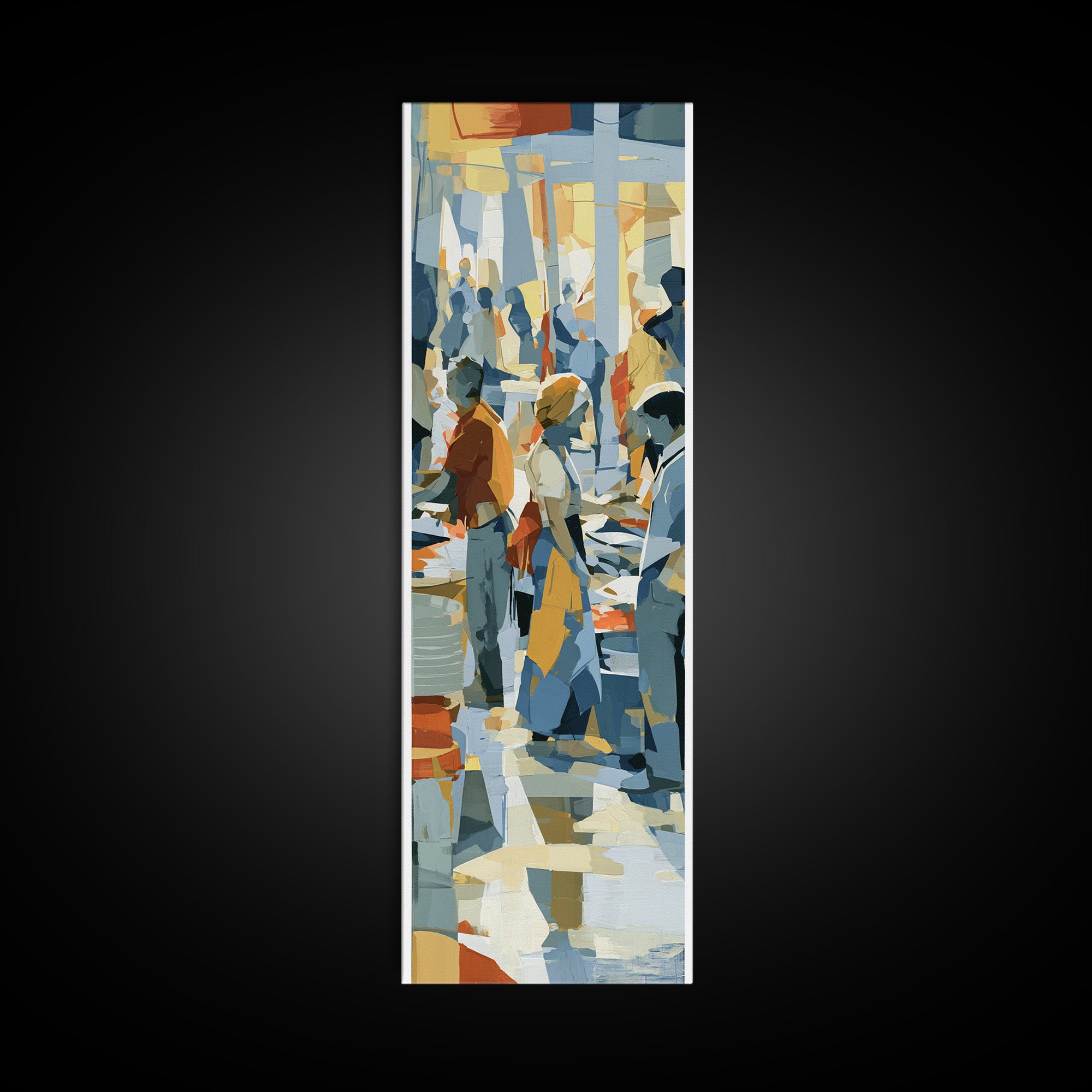 Fish Market Scene Canvas Print, Expressionist Art, Boho Decor, Living Room Decor, Fine Art, Expression, Digital Prints, EXP-1x3-82