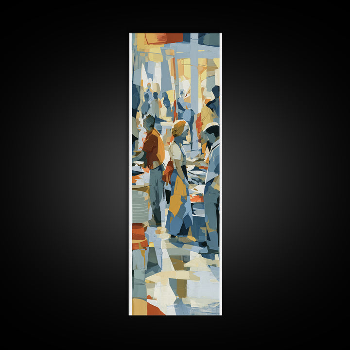 Fish Market Scene Canvas Print, Expressionist Art, Boho Decor, Living Room Decor, Fine Art, Expression, Digital Prints, EXP-1x3-82