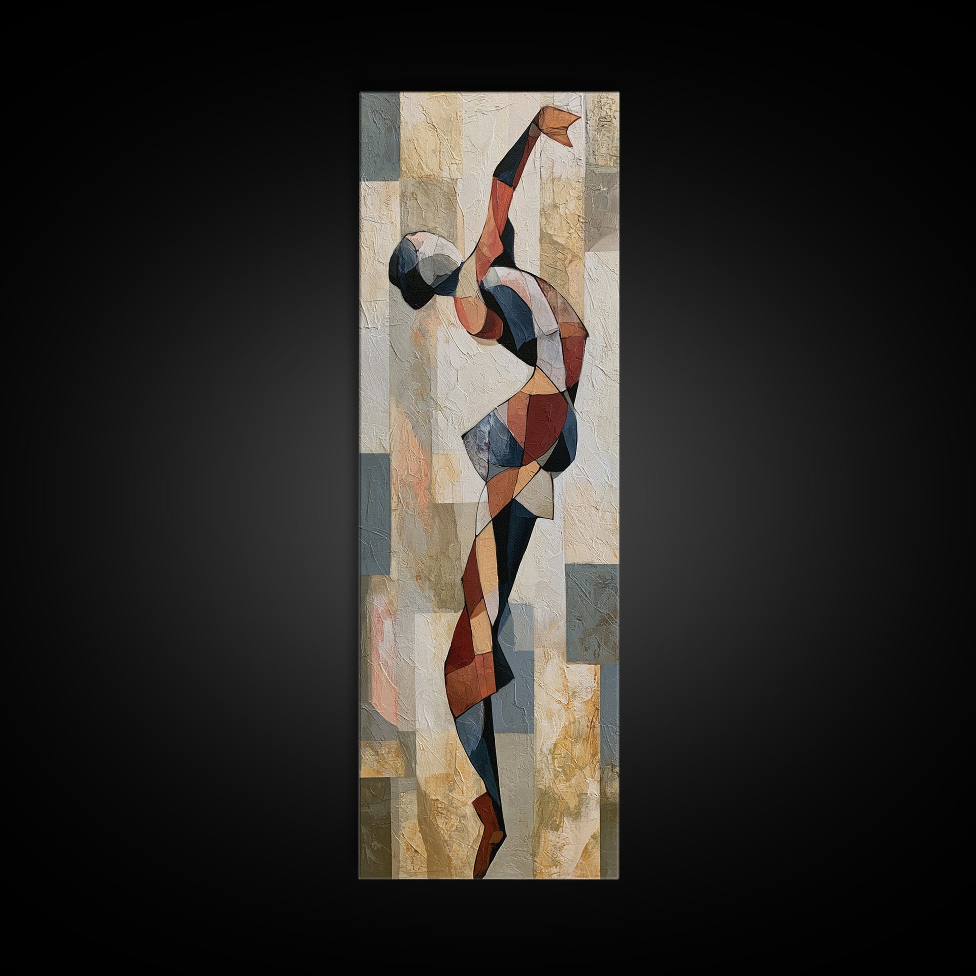 Dancer Figure Fractured into Vibrant Movement Canvas Print, Expressionist Art, Modern Art, Living Room Decor, Oil Painting, EXP-1x3-88