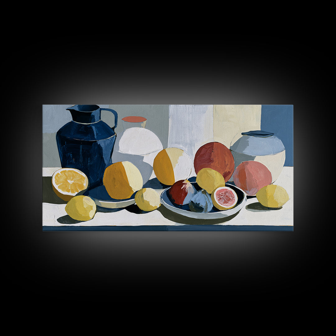 Bold Still Life of Fruit Framed Canvas Print, Expressionist Art, Digital Prints, Living Room Decor, Abstract Art, Expression, EXP-2x1-13