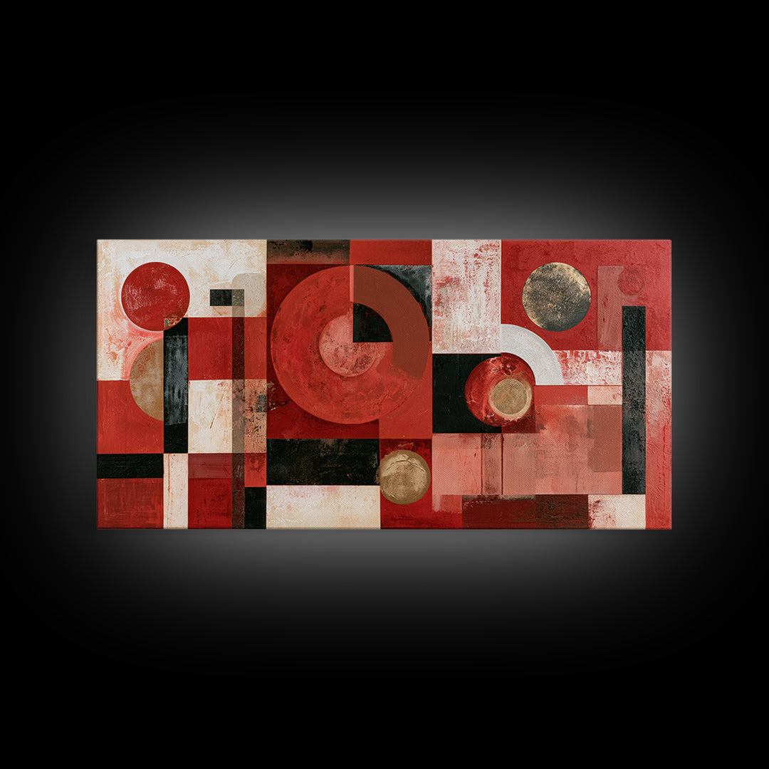 Red Room Interior Abstraction Without Realistic Furniture Canvas Print, Expressionist Art, Living Room Decor, Expression, EXP-2x1-15