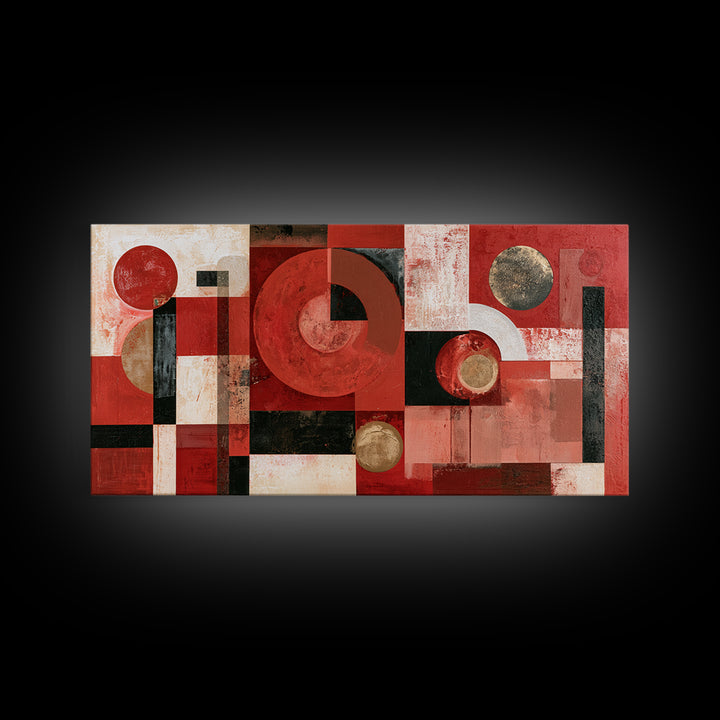 Red Room Interior Abstraction Without Realistic Furniture Canvas Print, Expressionist Art, Living Room Decor, Expression, EXP-2x1-15