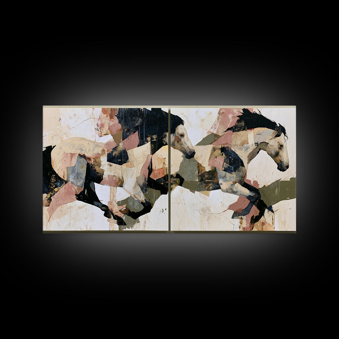 Expressionist Horse in Motion with Wild Mane Canvas Print, Expressionist Art, Minimalist Decor, Living Room Decor, Expression, EXP-2x1-30