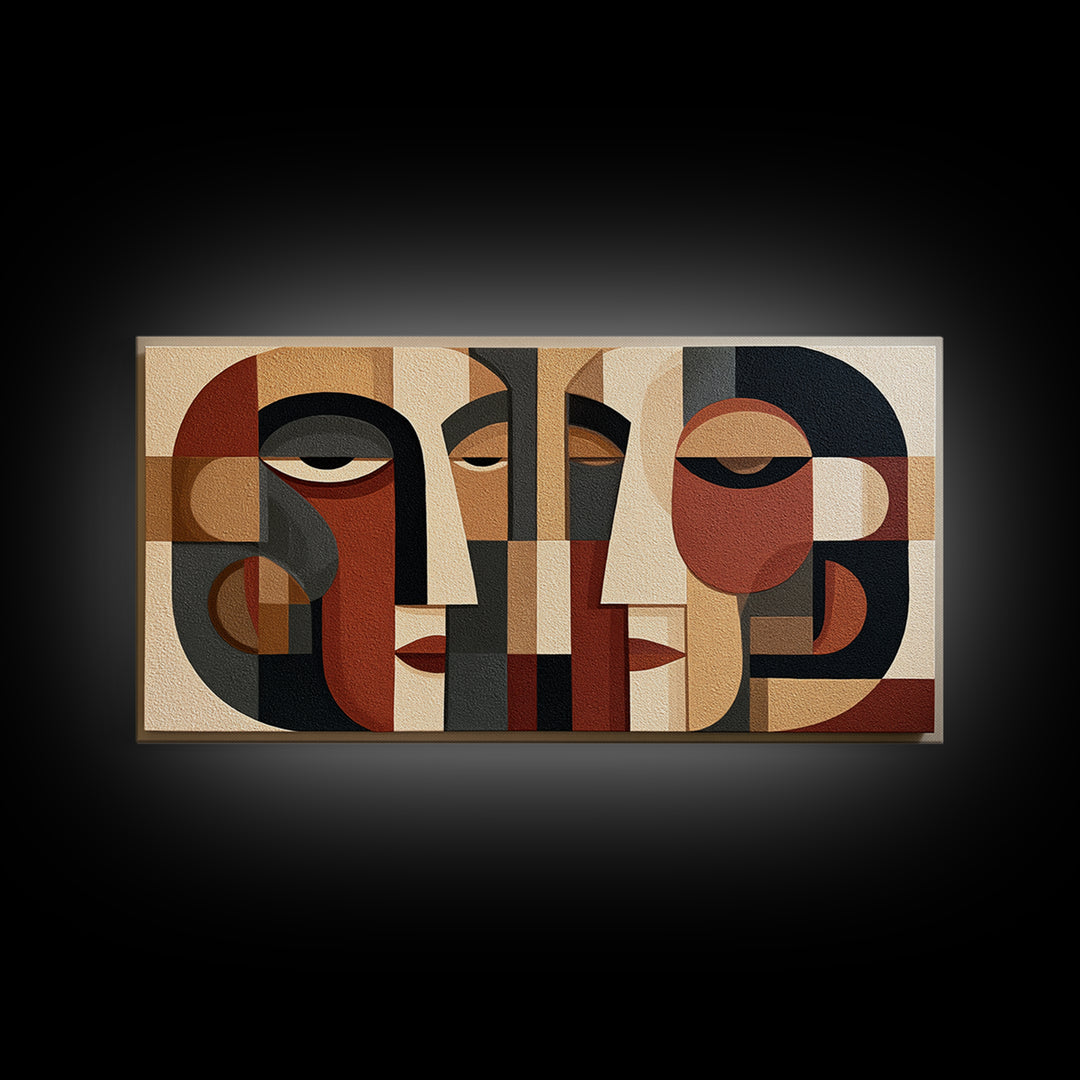 Abstract Face Split by Contrasting Emotions Canvas Print, Expressionist Art, Large Wall Art, Living Room Decor, Expression, EXP-2x1-31