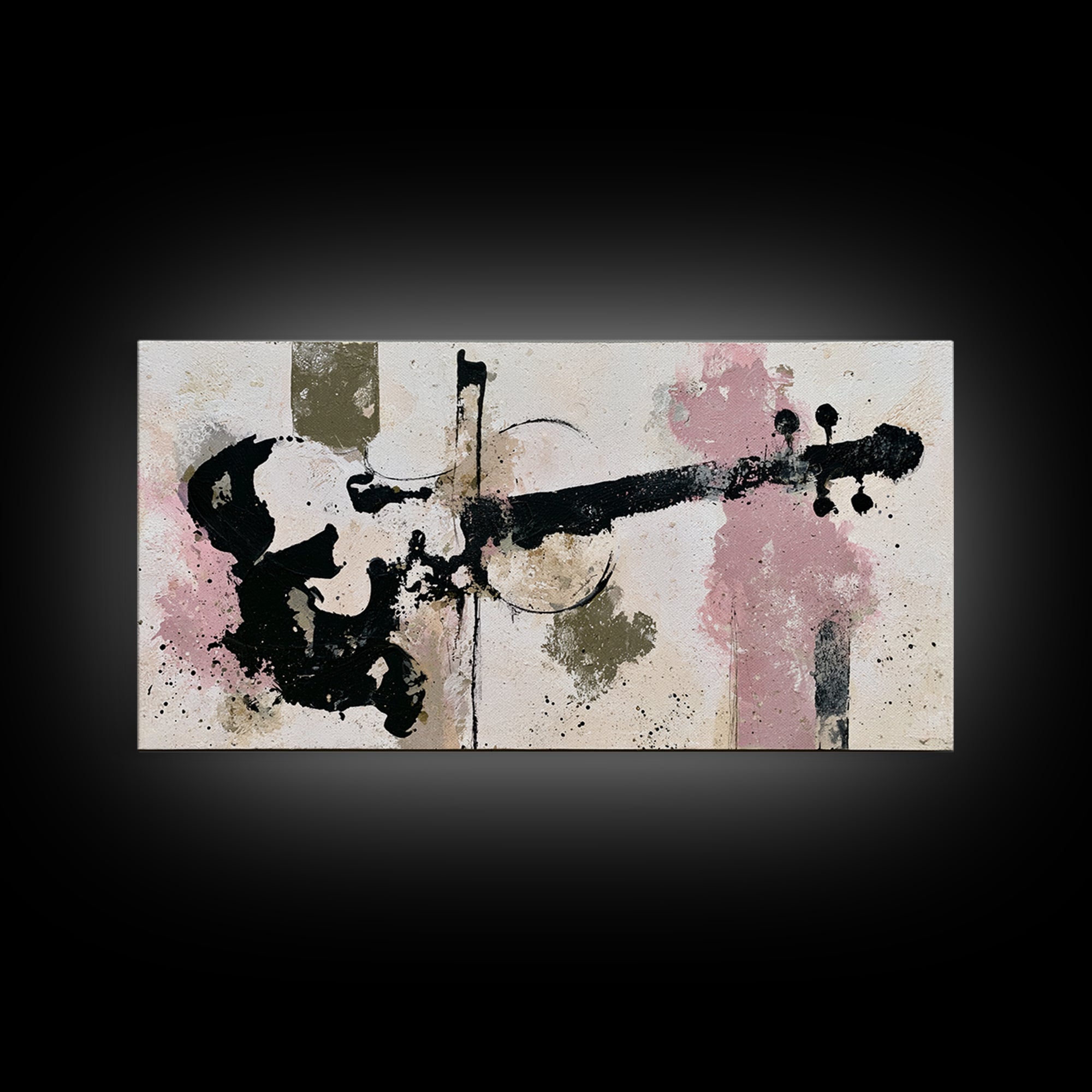 Violinist Painted in Electric Brush Marks Framed Canvas Print, Expressionist Art, Painting, Living Room Decor, Expression, EXP-2x1-33