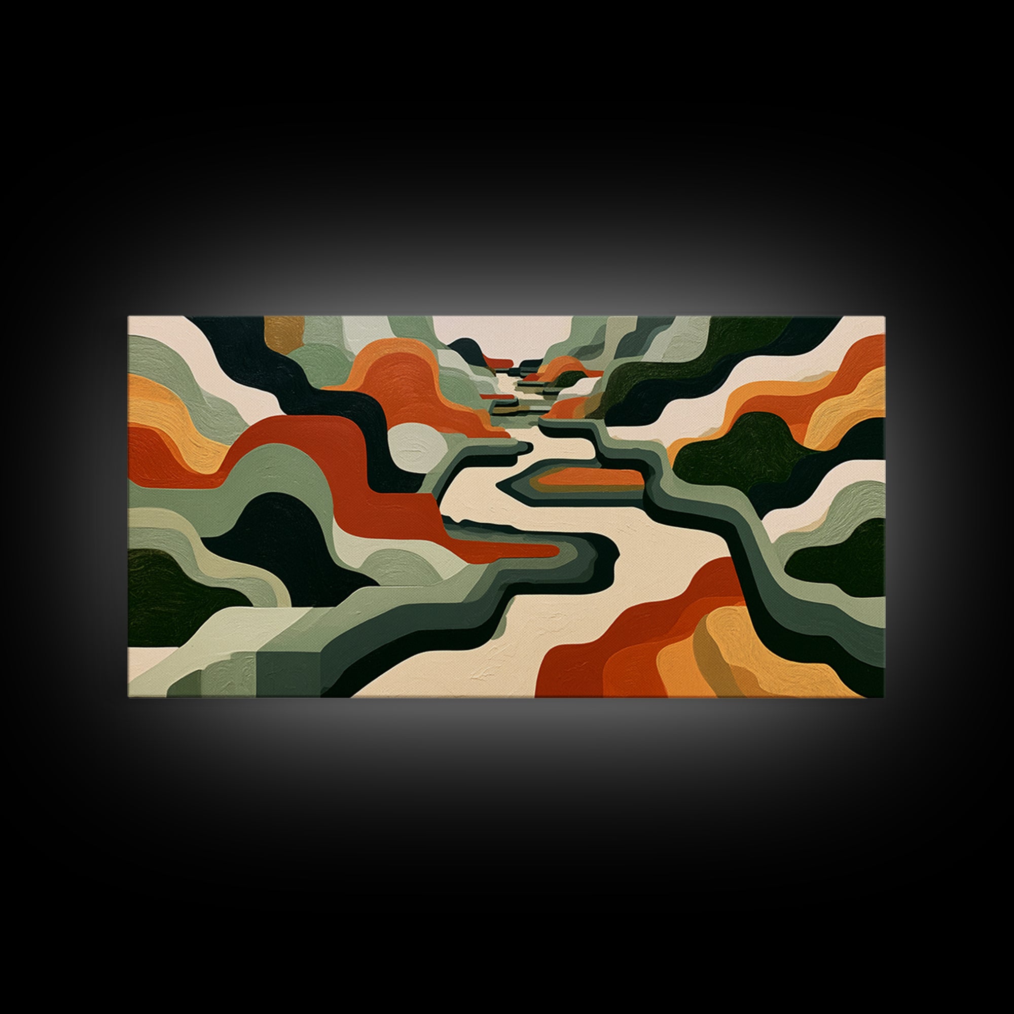 Garden Path with Thick Green and Orange Canvas Print, Expressionist Art, Contemporary Art, Living Room Decor, Expression, EXP-2x1-34