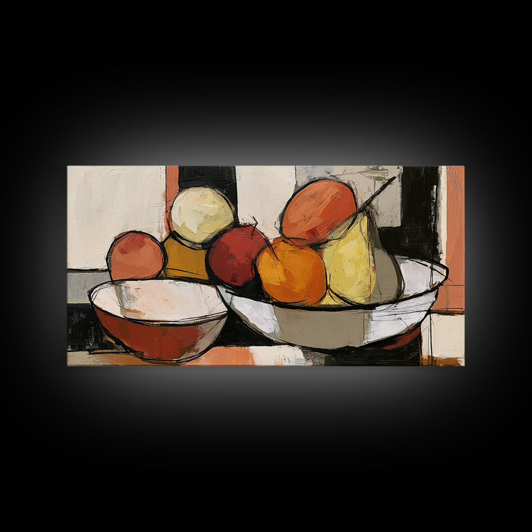 Bold Still Life of Fruit Framed Canvas Print, Expressionist Art, Digital Prints, Living Room Decor, Abstract Art, Expression, EXP-2x1-37