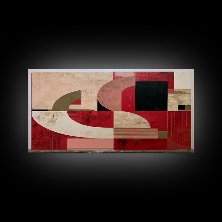 Red Room Interior Abstraction Without Realistic Furniture Canvas Print, Expressionist Art, Digital Art, Living Room Decor, EXP-2x1-39