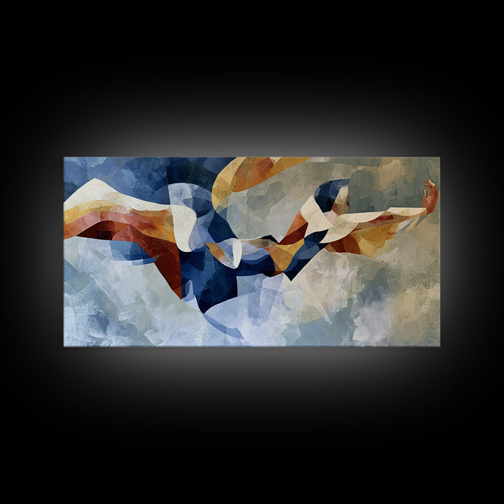 Dancer Figure Fractured into Vibrant Movement Canvas Print, Expressionist Art, Painting, Living Room Decor, Expression, EXP-2x1-48