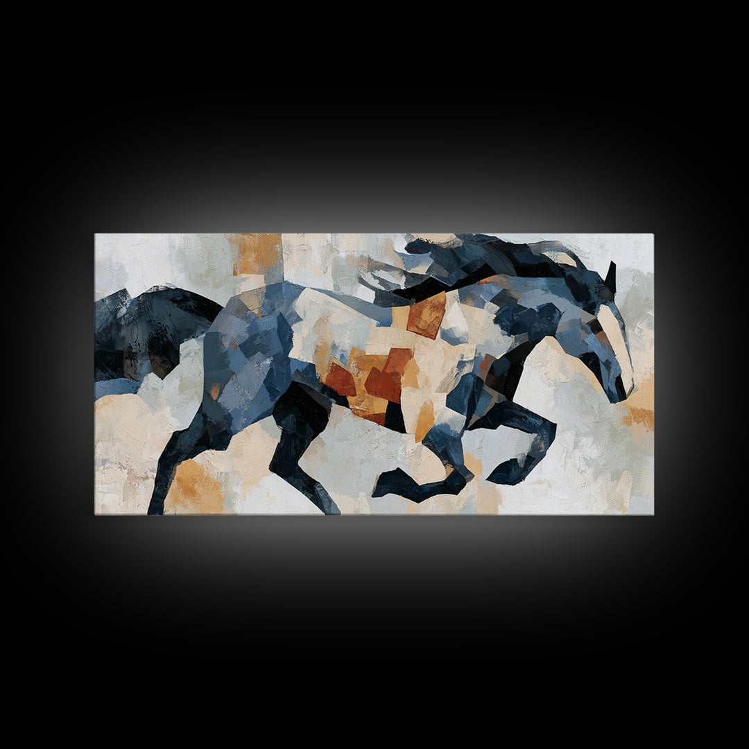 Expressionist Horse in Motion with Wild Mane Canvas Print, Expressionist Art, Painting, Living Room Decor, Fine Art, Expression, EXP-2x1-54