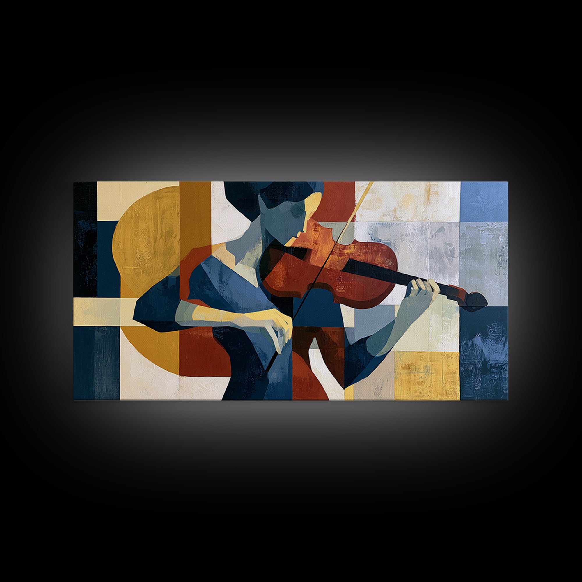 Violinist Painted in Electric Brush Marks Canvas Print, Expressionist Art, Digital Wall Art, Living Room Decor, Expression, EXP-2x1-57
