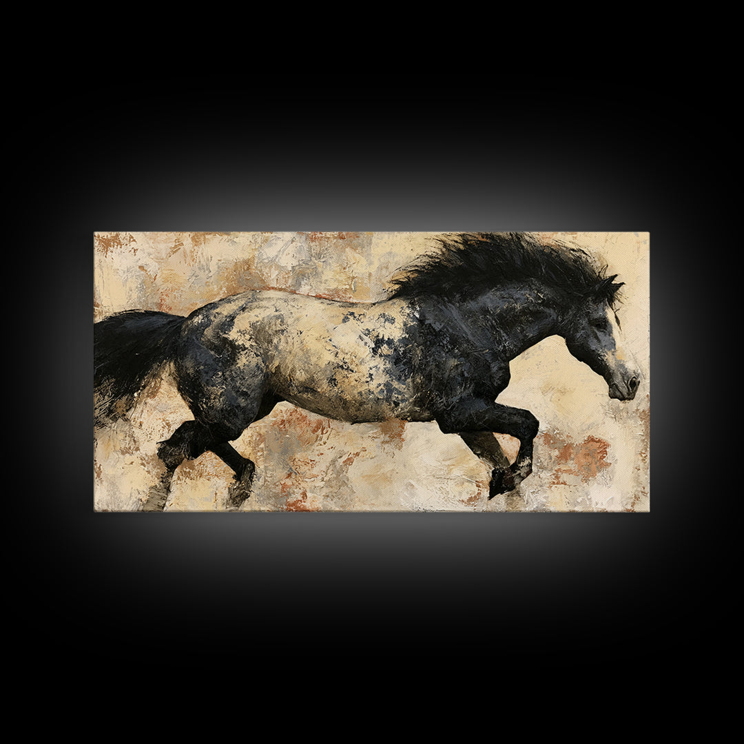 Expressionist Horse in Motion with Wild Mane Canvas Print, Expressionist Art, Minimalist Decor, Living Room Decor, Expression, EXP-2x1-6