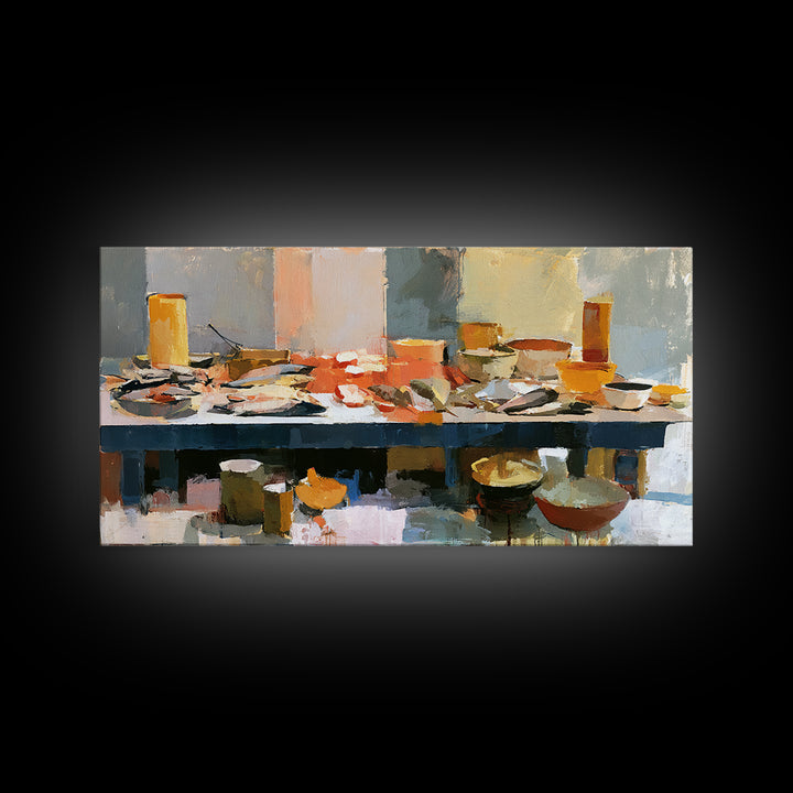 Fish Market Scene Canvas Print, Expressionist Art, Home Decor, Living Room Decor, Abstract Art, Expression, Canvas Art, EXP-2x1-66