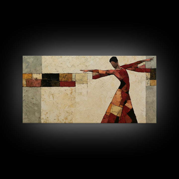 Dancer Figure Fractured into Vibrant Movement Canvas Print, Expressionist Art, Digital Wall Art, Living Room Decor, Expression, EXP-2x1-72