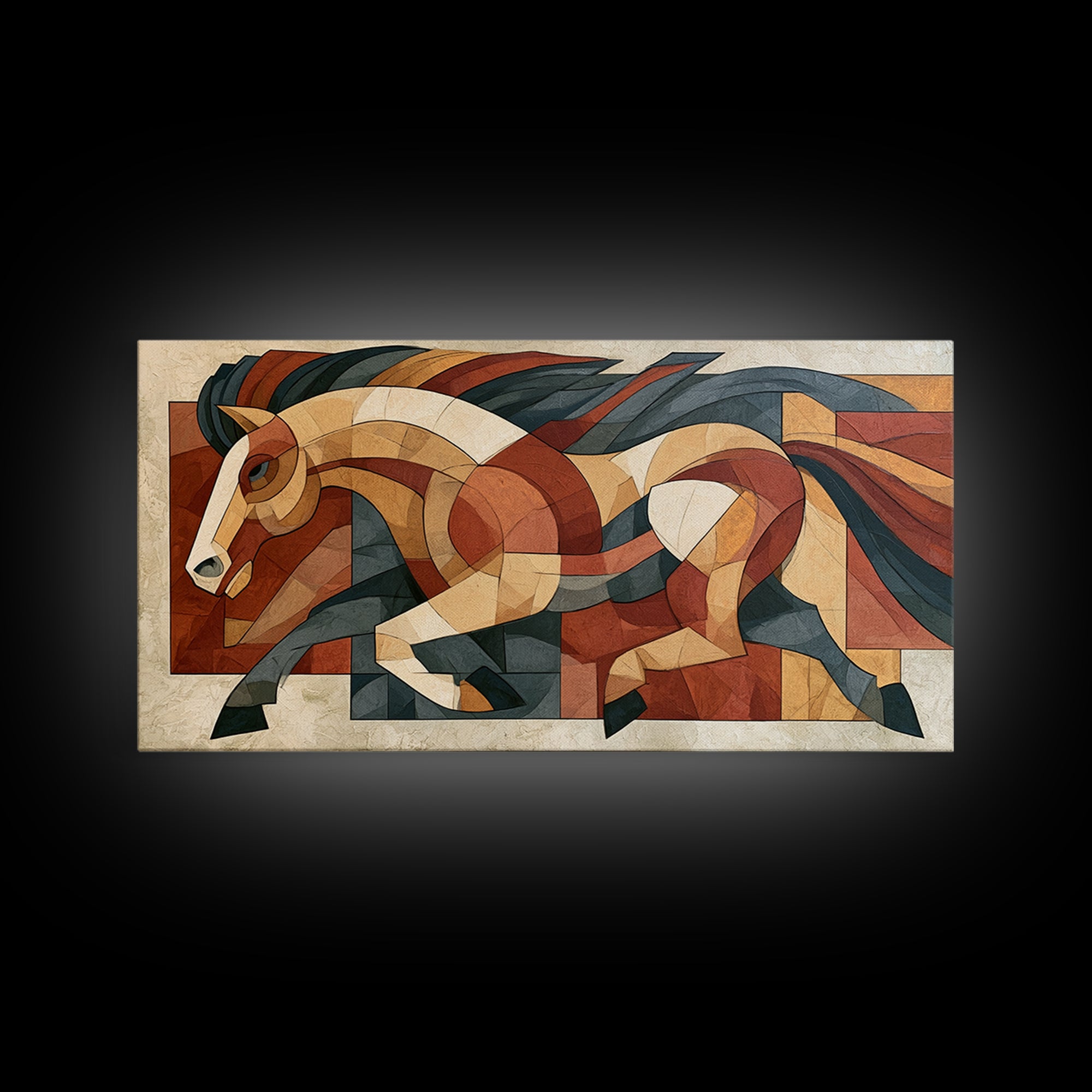 Expressionist Horse in Motion with Wild Mane Canvas Print, Expressionist Art, Painting, Living Room Decor, Fine Art, Expression, EXP-2x1-78