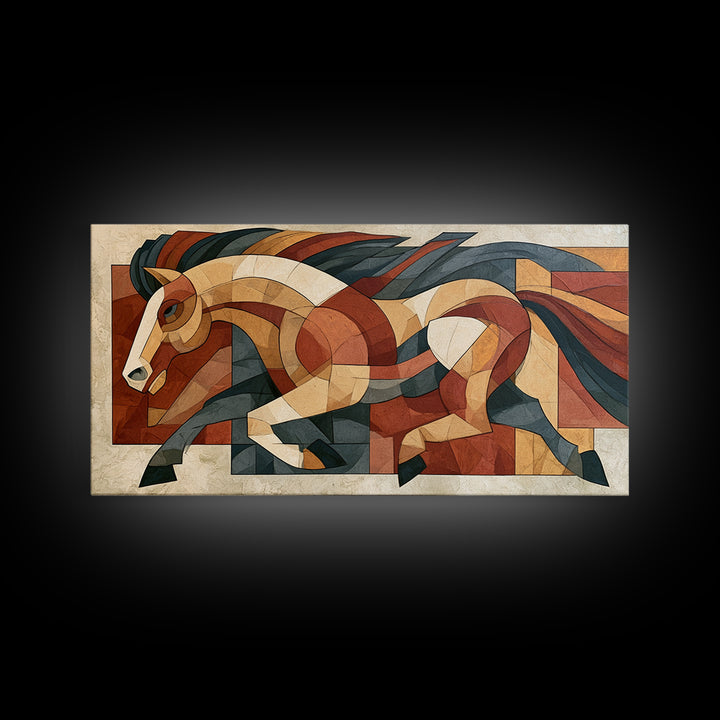 Expressionist Horse in Motion with Wild Mane Canvas Print, Expressionist Art, Painting, Living Room Decor, Fine Art, Expression, EXP-2x1-78