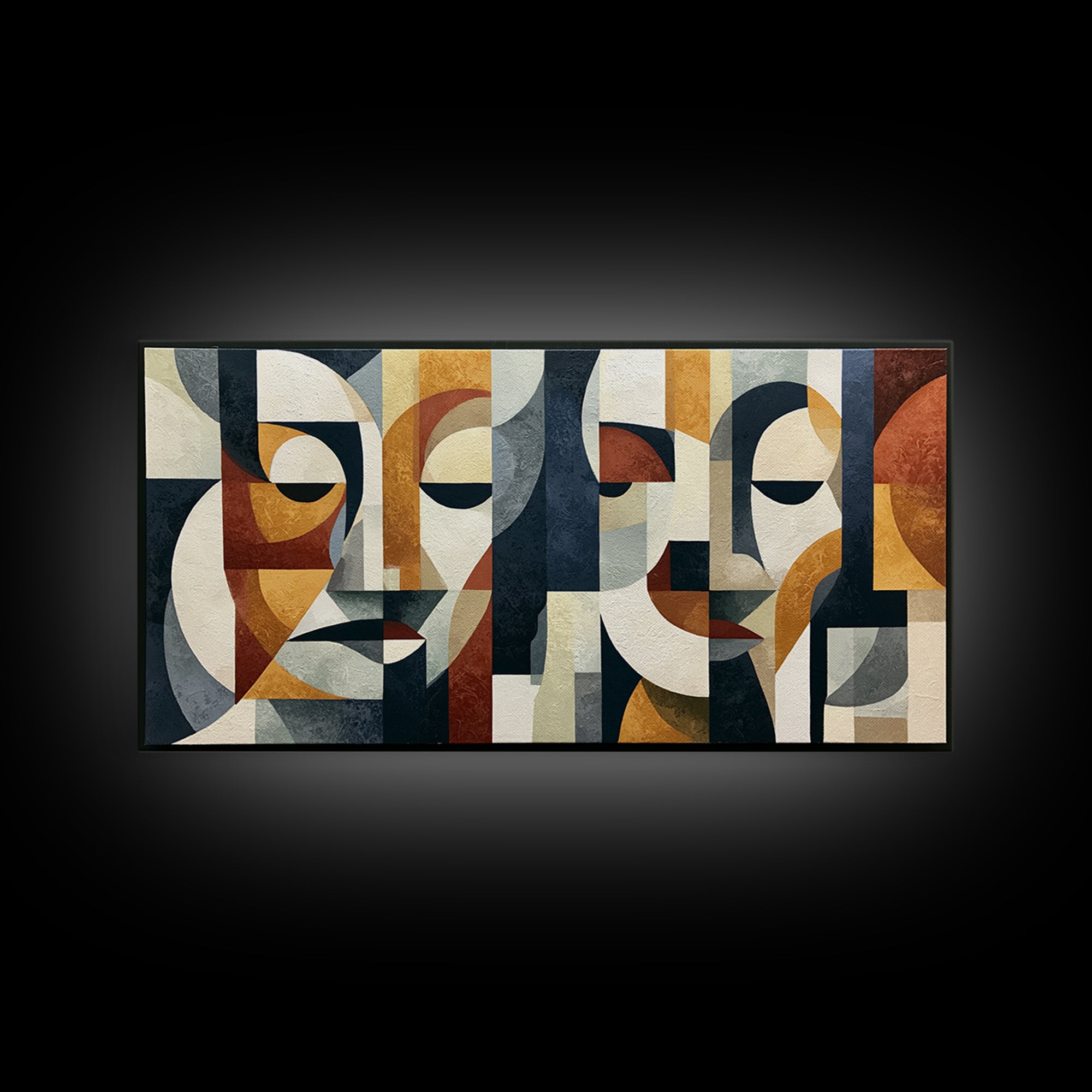 Abstract Face Split by Contrasting Emotions Canvas Print, Expressionist Art, Downloadable Prints, Living Room Decor, Expression, EXP-2x1-79